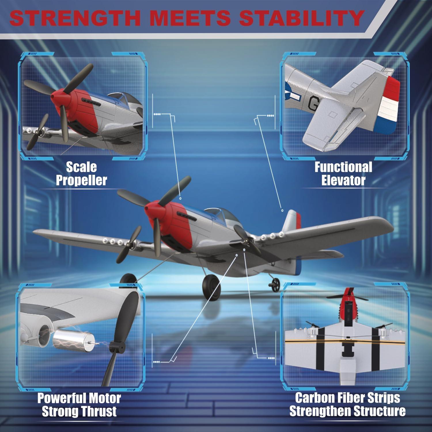 Avián RC ANBURI P51 2.4GHz con Estabilizador y 2 Baterías