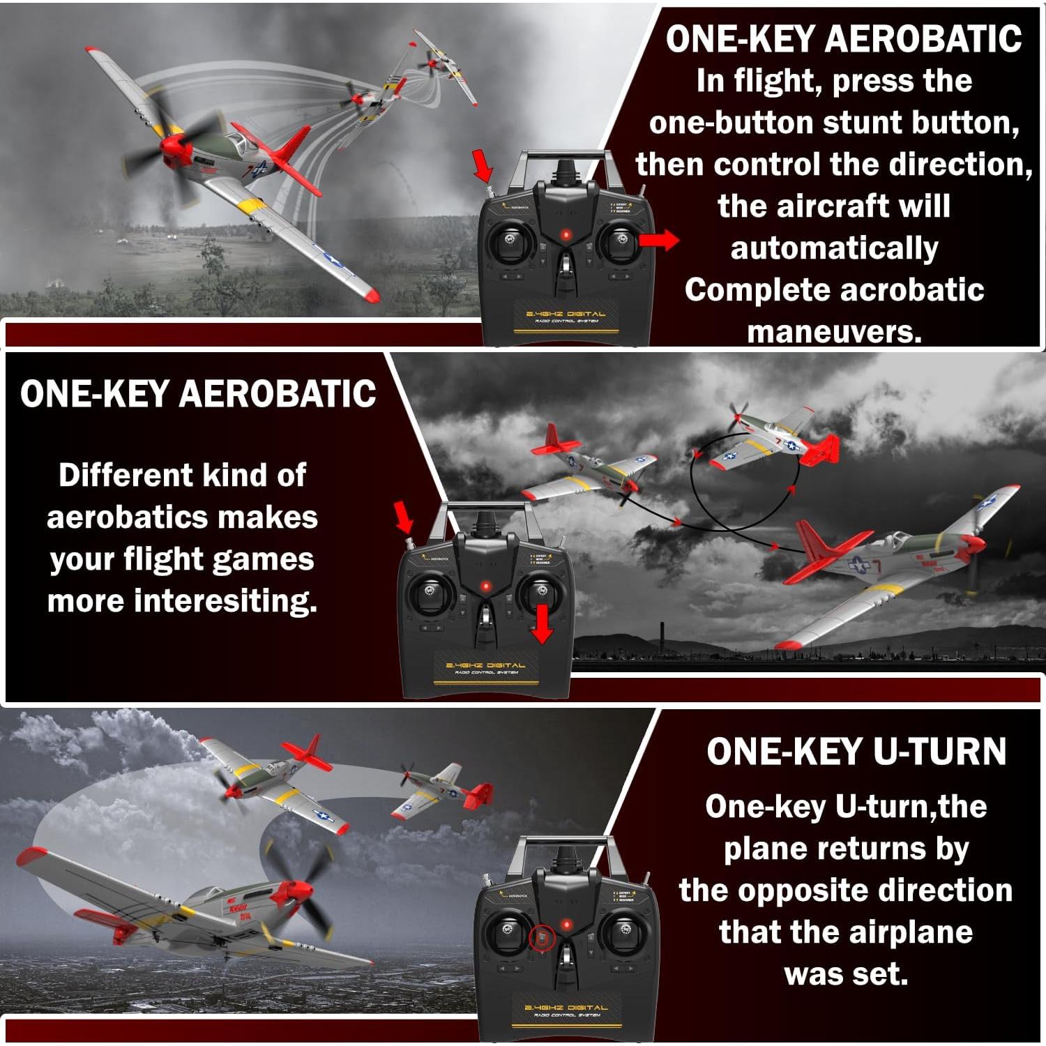Avión RC LEAMBE P51 Mustang 35.6 cm 3 Modos de Vuelo