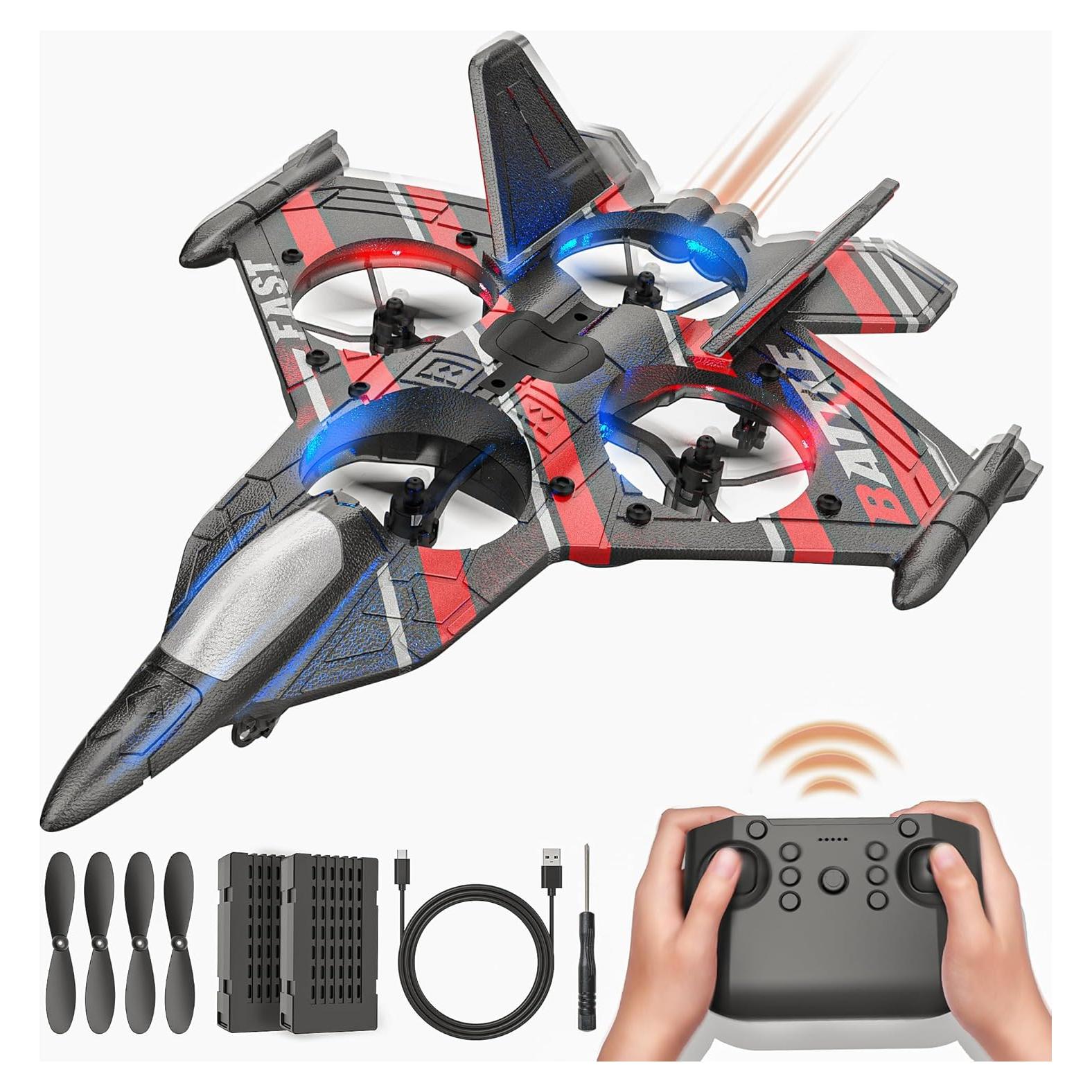 Dron BEZGAR Avión RC Rojo con Giroscopio y 360 Grados