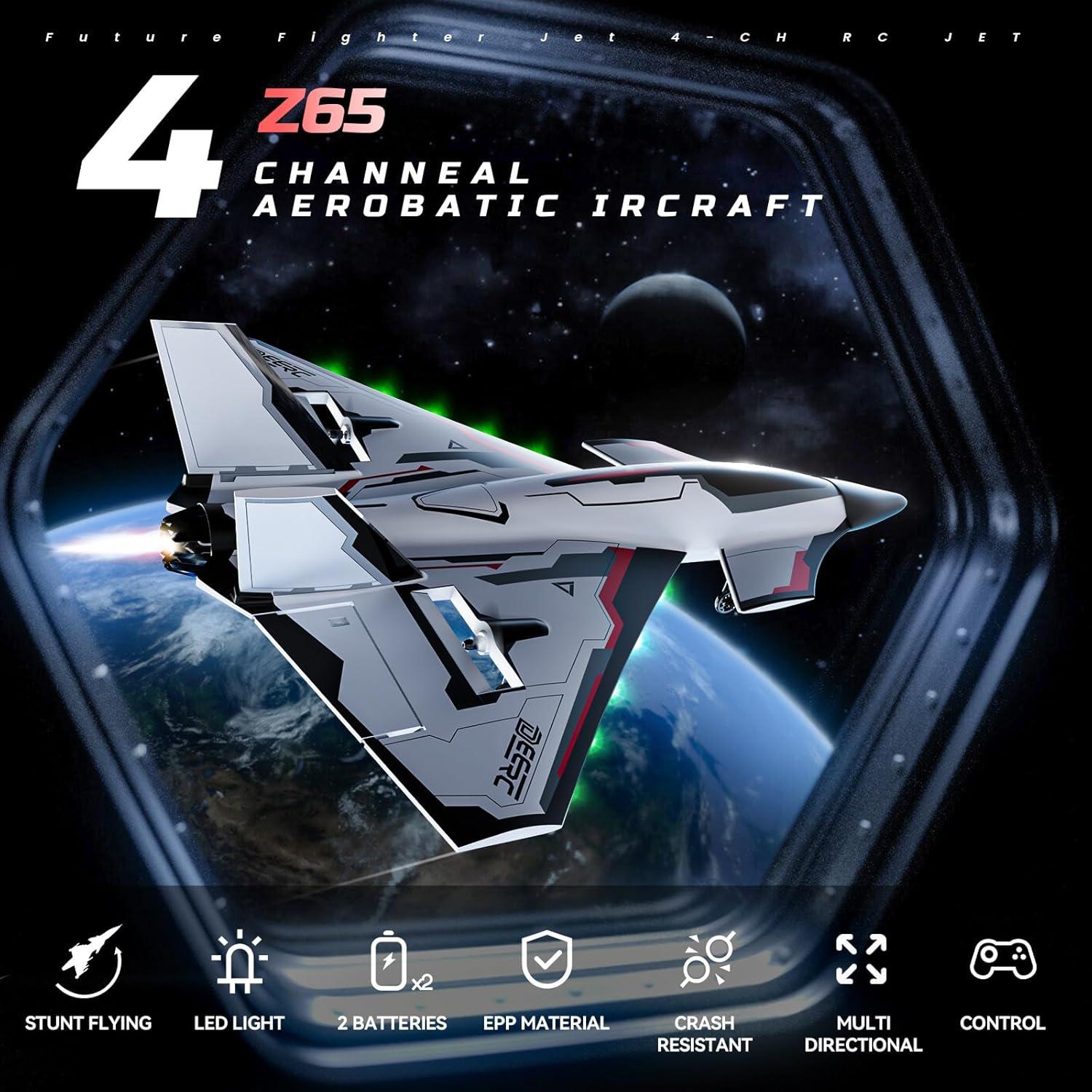 DEERC Z65 Avión RC 4 Canales con Luces LED y Giroscopio