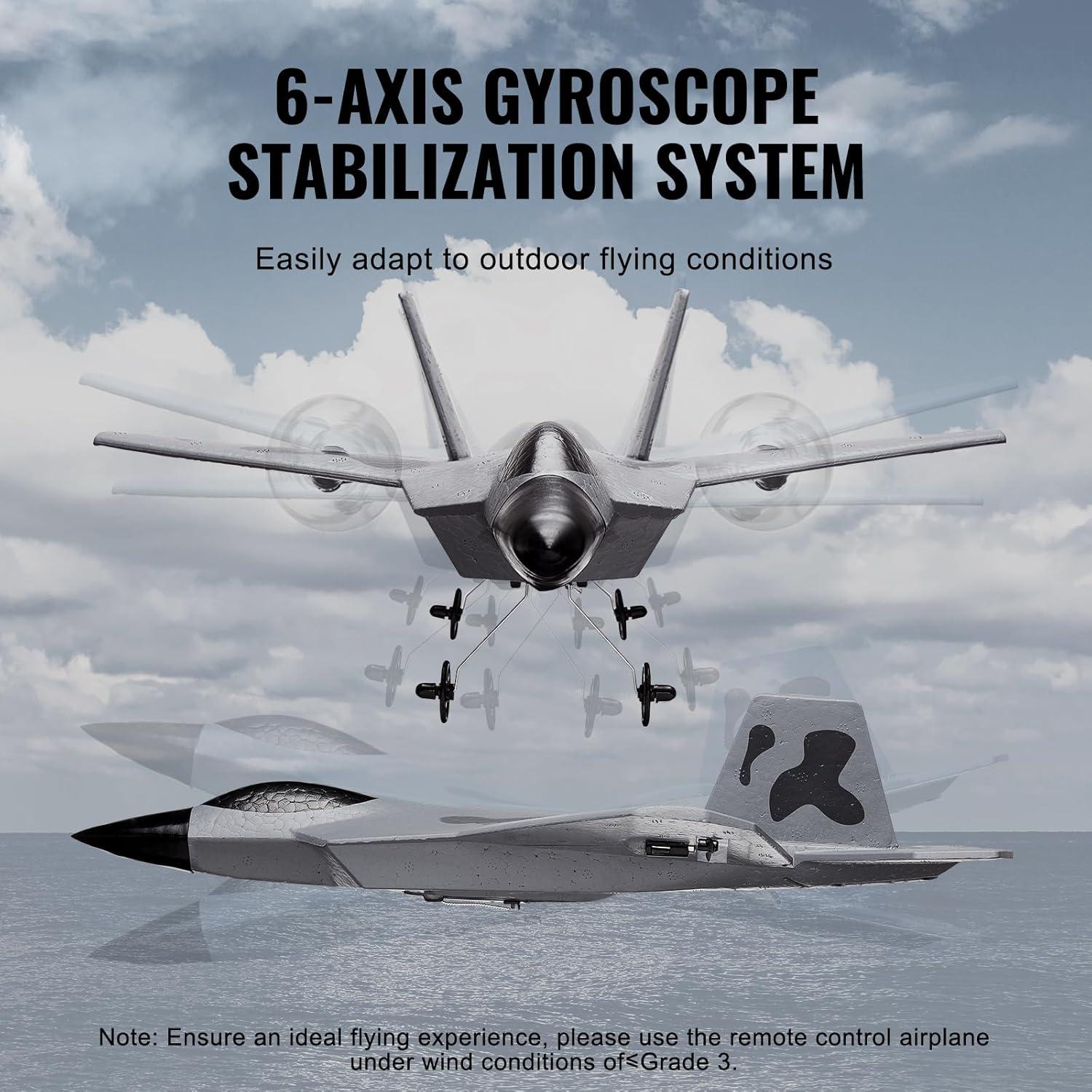 Avión RC VEVOR F-22 2 Canales con Estabilizador