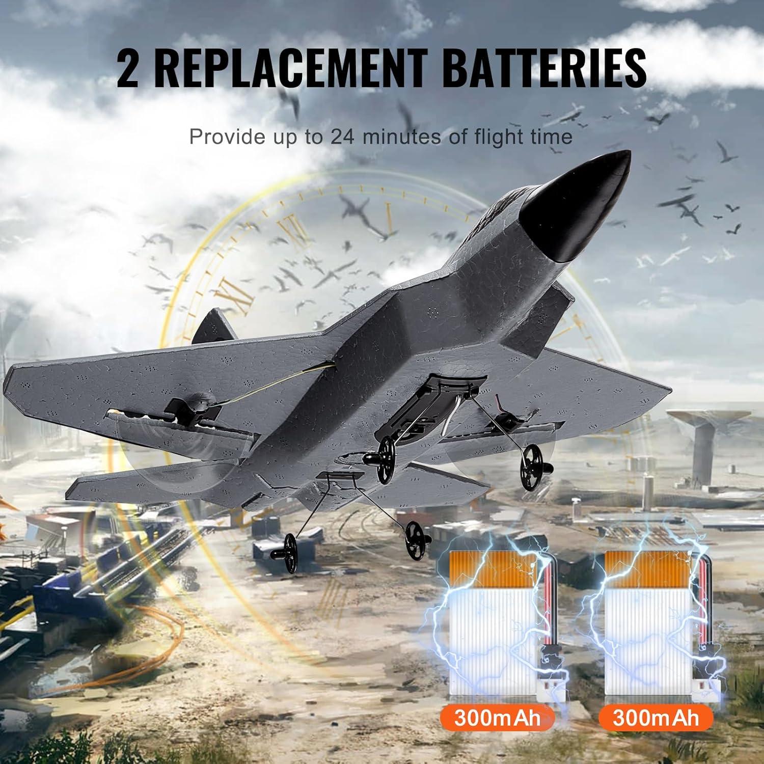 Avión RC VEVOR F-22 2 Canales con Estabilizador