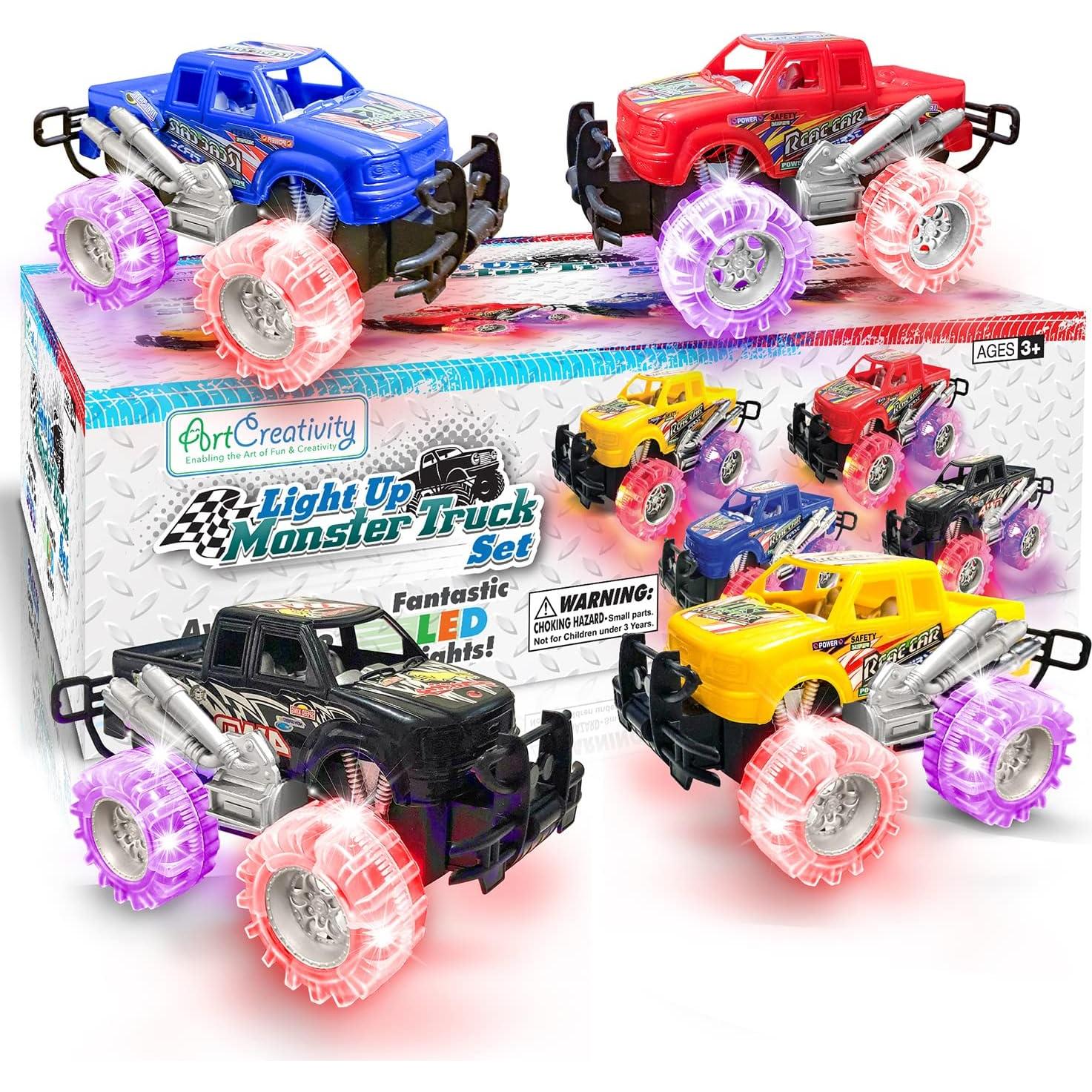 Set de 4 Camiones Monstruo Iluminados ArtCreativity 15.24 cm
