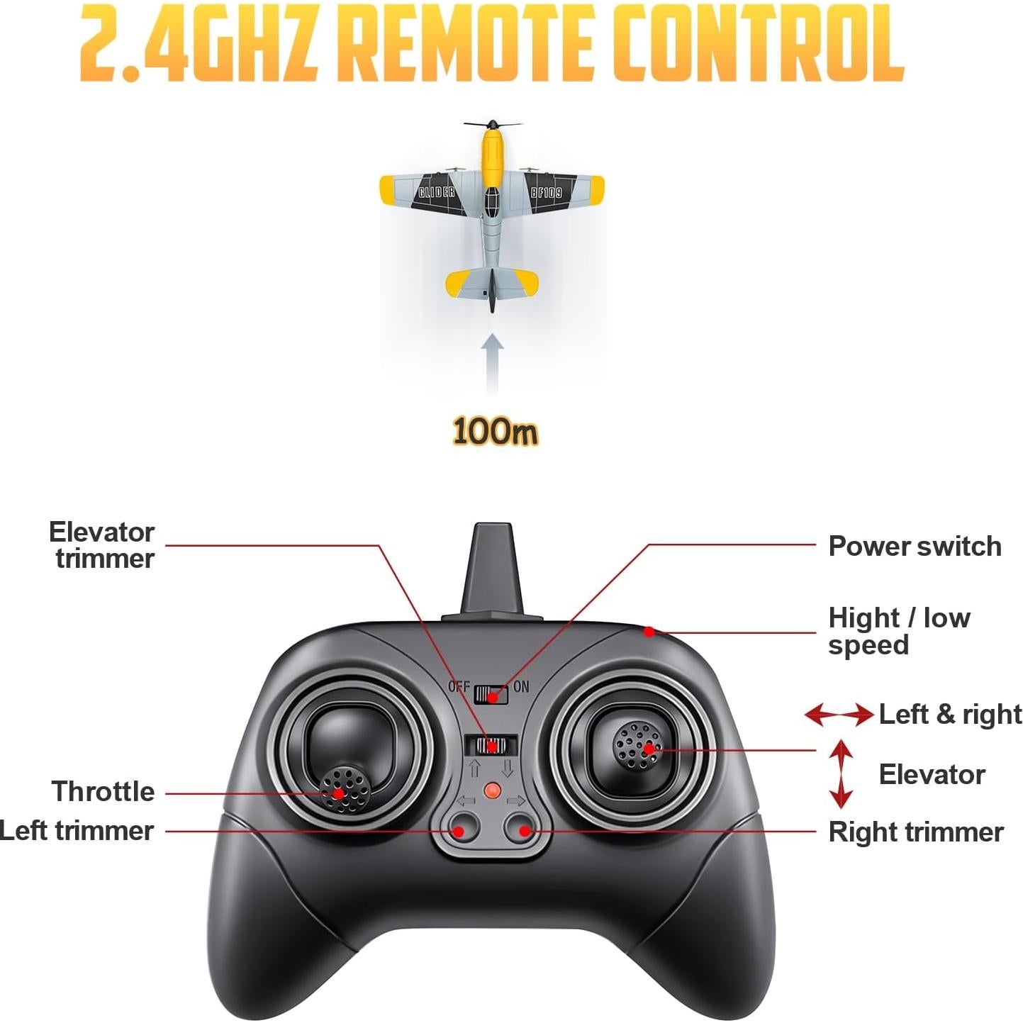 Aviación RC HAWK'S WORK BF-109 34.5x33.5cm para Niños