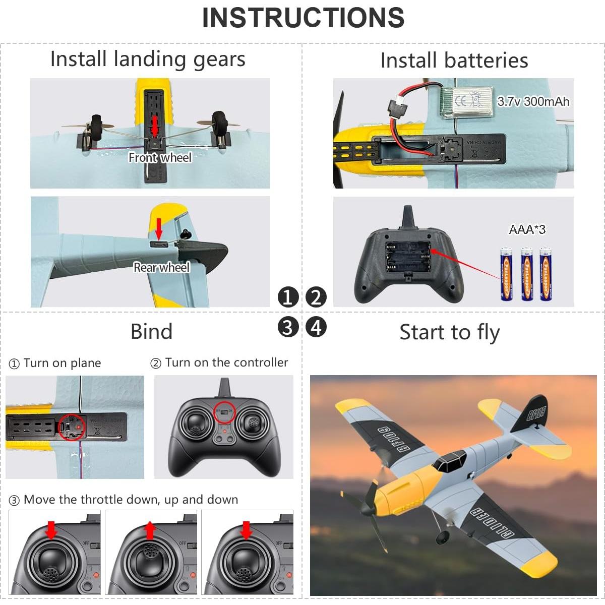 Aviación RC HAWK'S WORK BF-109 34.5x33.5cm para Niños