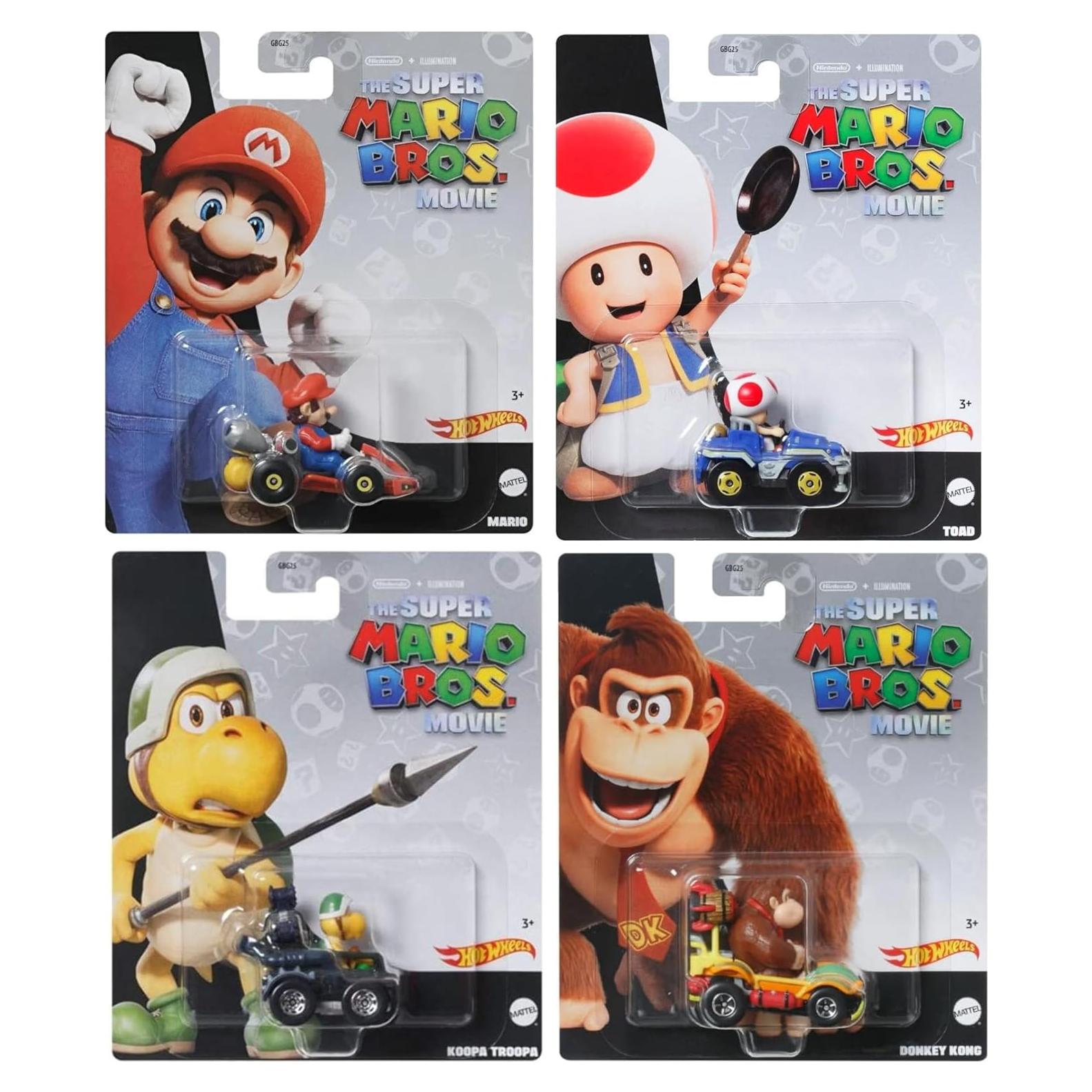 Set de 4 Autos Coleccionables Hot Wheels Super Mario Bros
