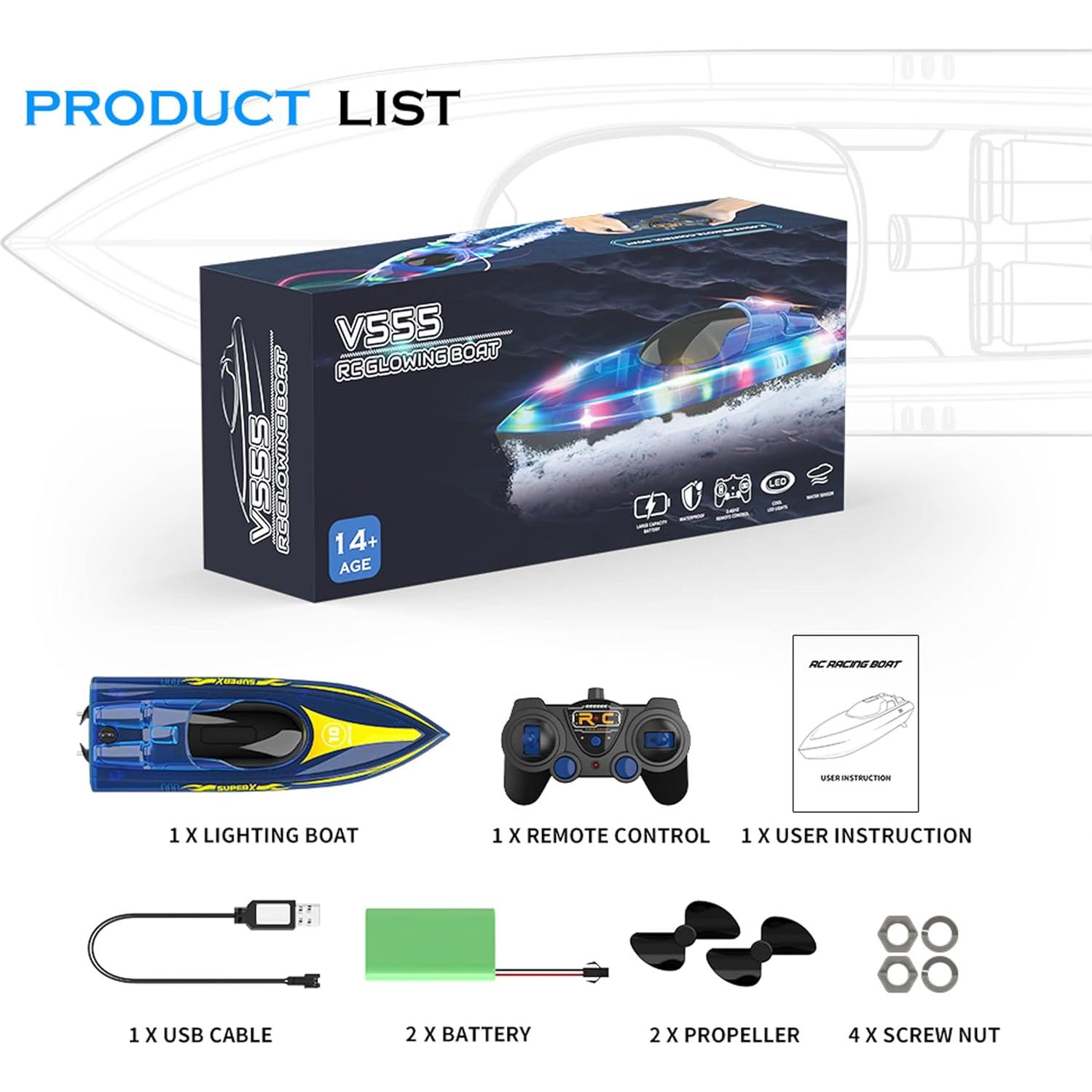 Barco RC Akargol LED Impermeable 25.9x9cm Control Remoto