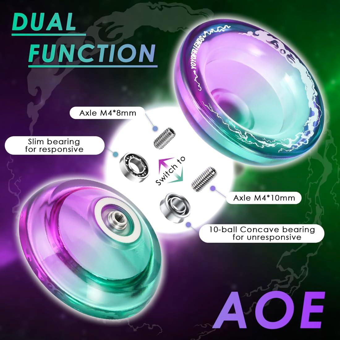 Yoyo AOE Verde Púrpura Profesional para Niños y Adultos