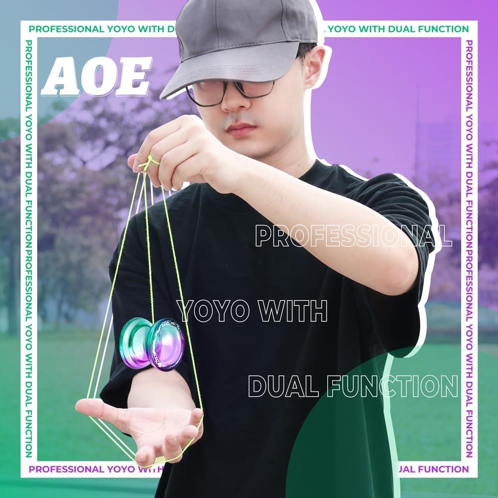Yoyo AOE Verde Púrpura Profesional para Niños y Adultos