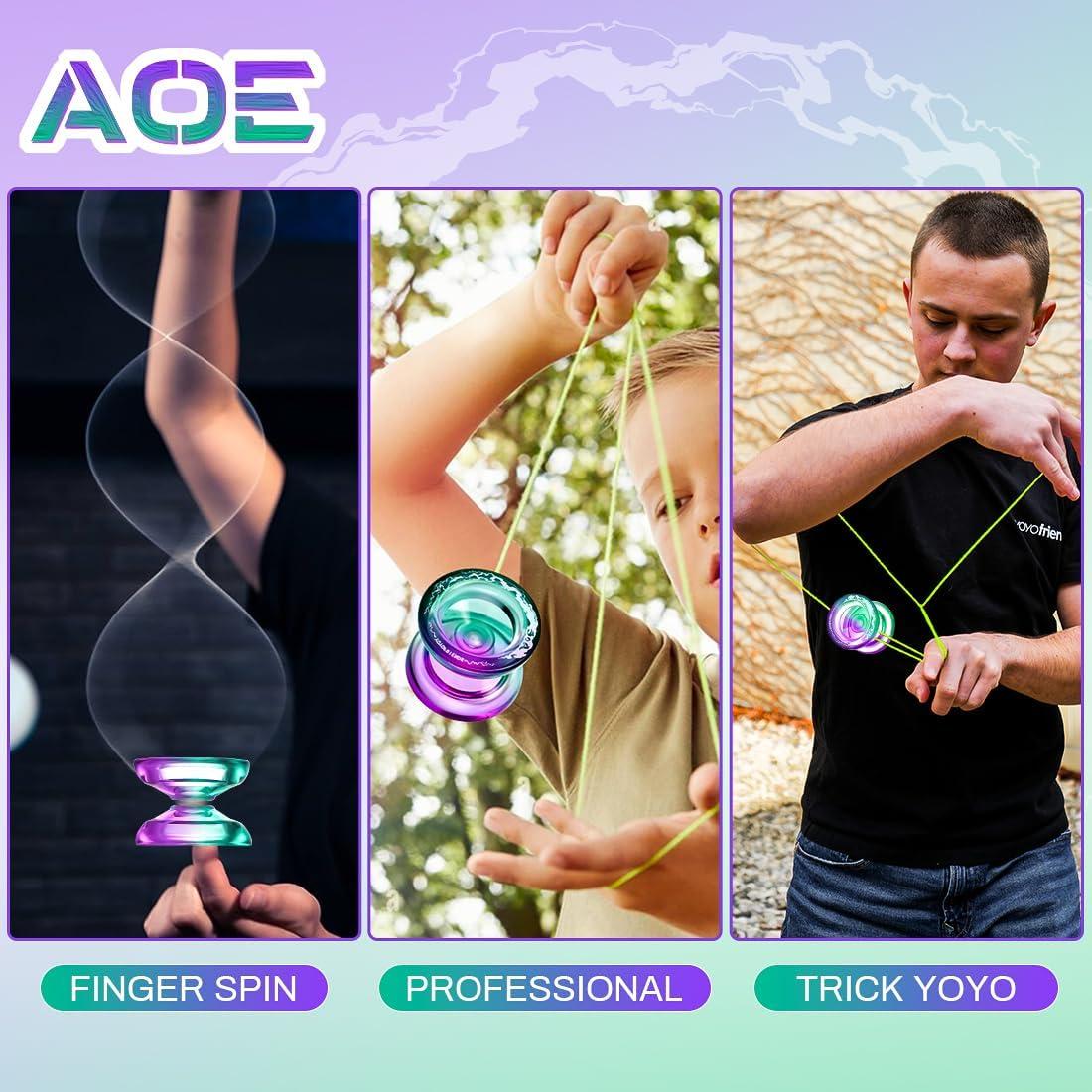 Yoyo AOE Verde Púrpura Profesional para Niños y Adultos