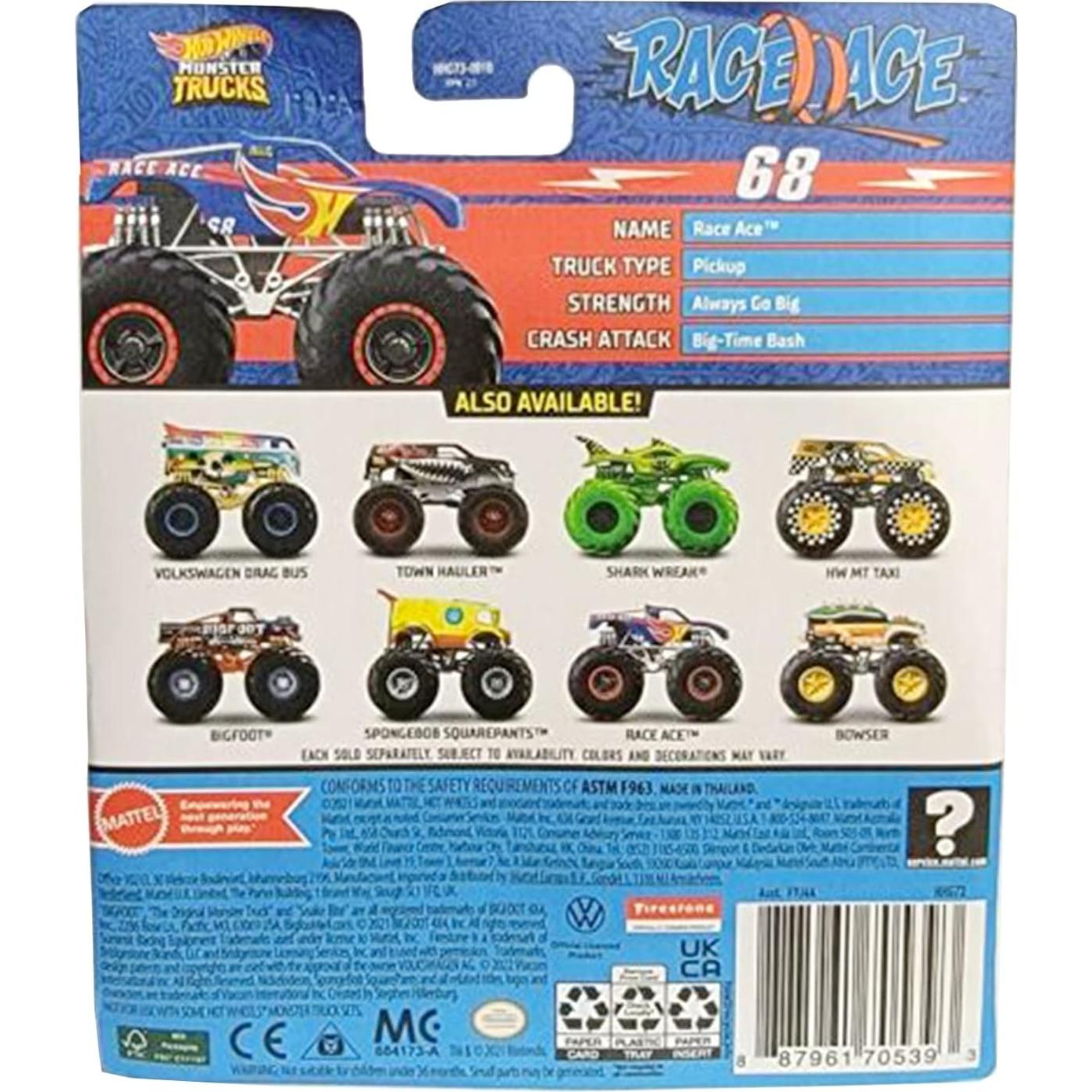 Hot Wheels Monster Trucks Carrera Ace Crash 1:64 Mattel