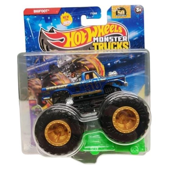 Hot Wheels Monster Trucks Bigfoot 50 Aniversario Azul y Dorado