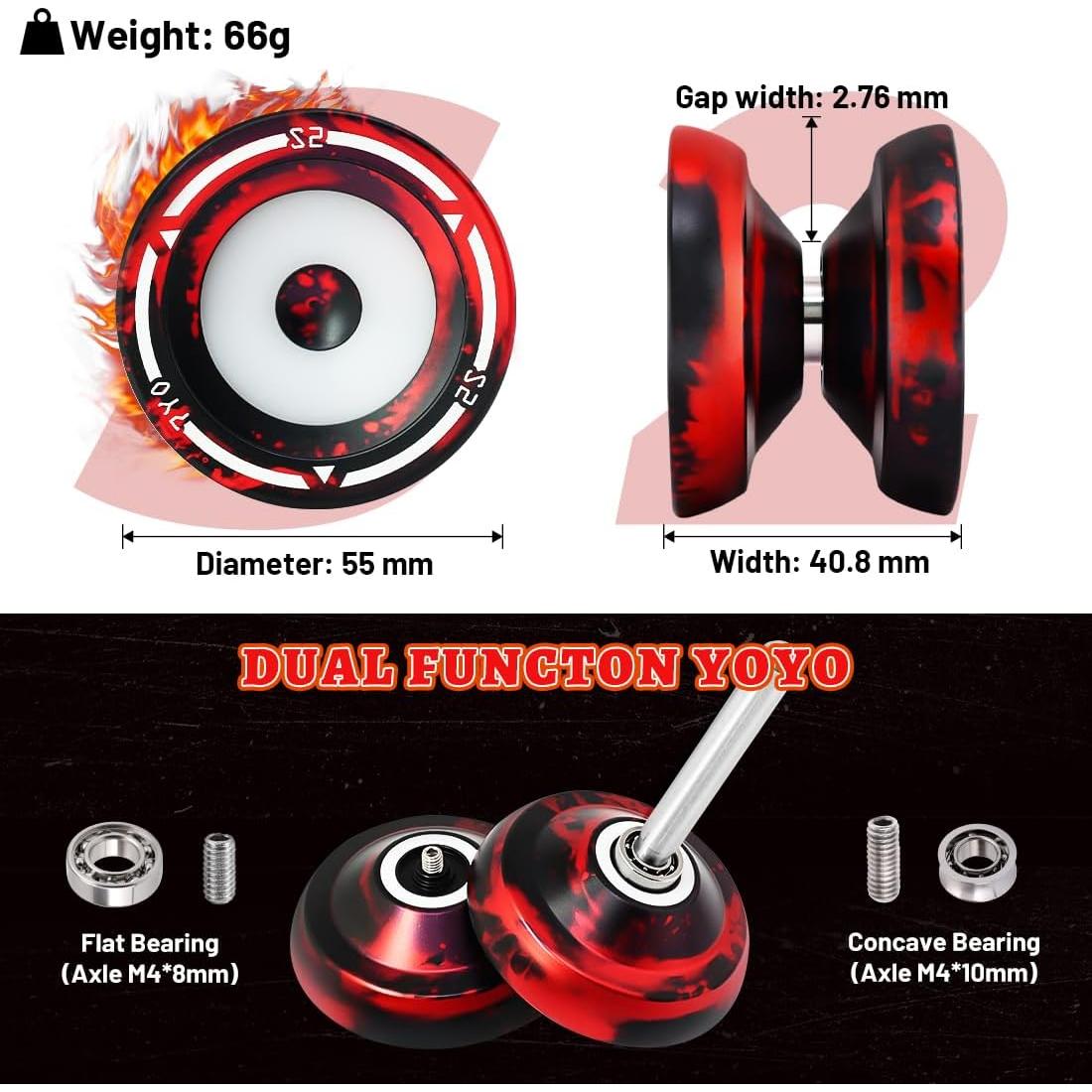 Yoyo Profesional S2 Metálico Doble Función 65g para Niños y Adultos