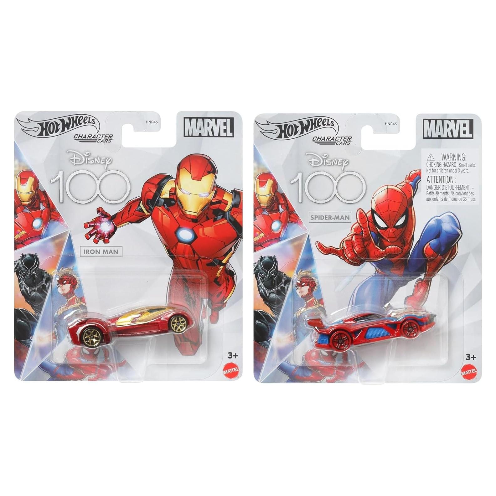 Hot Wheels Marvel Disney 100 Coches Iron Man y Spider Man 2 Pack