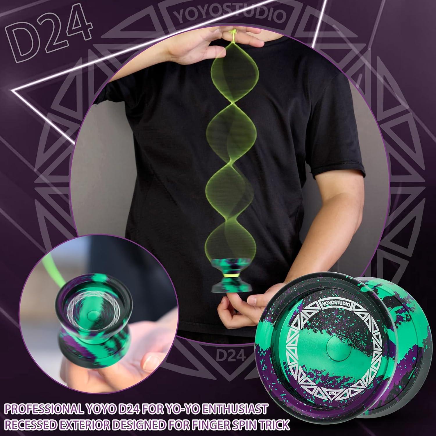 Yoyo Profesional D24 YoYoStudio con Accesorios - Negro Verde