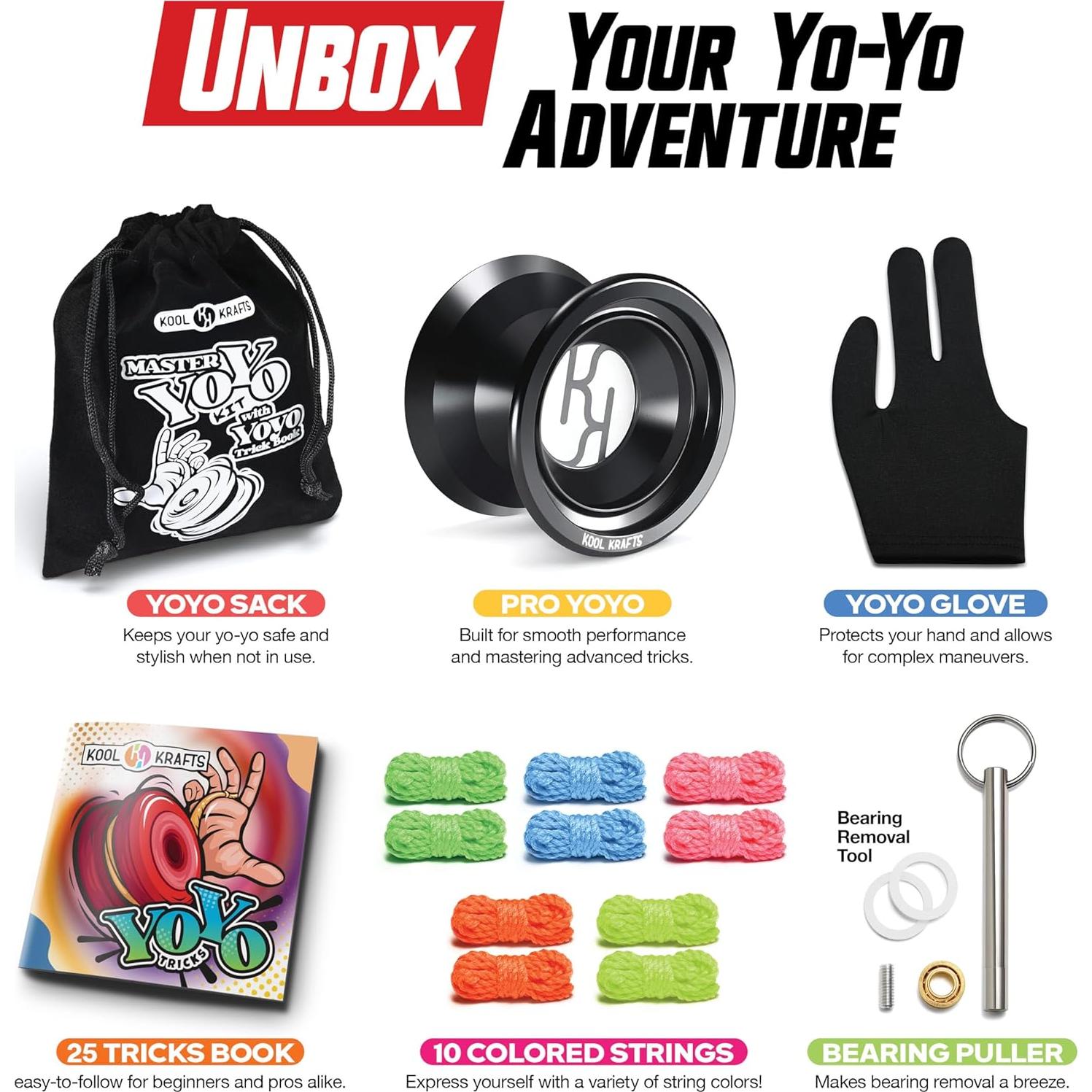 Kit de Yoyo Profesional Kool Krafts con 10 Cuerdas y Libro
