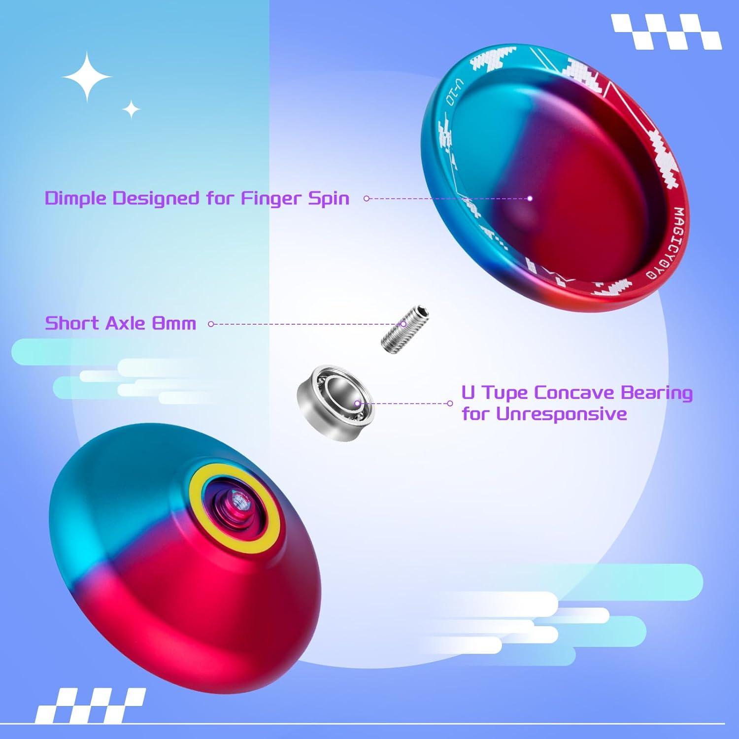 Yoyo Profesional MAGICYOYO V10 Azul Rojo con Accesorios