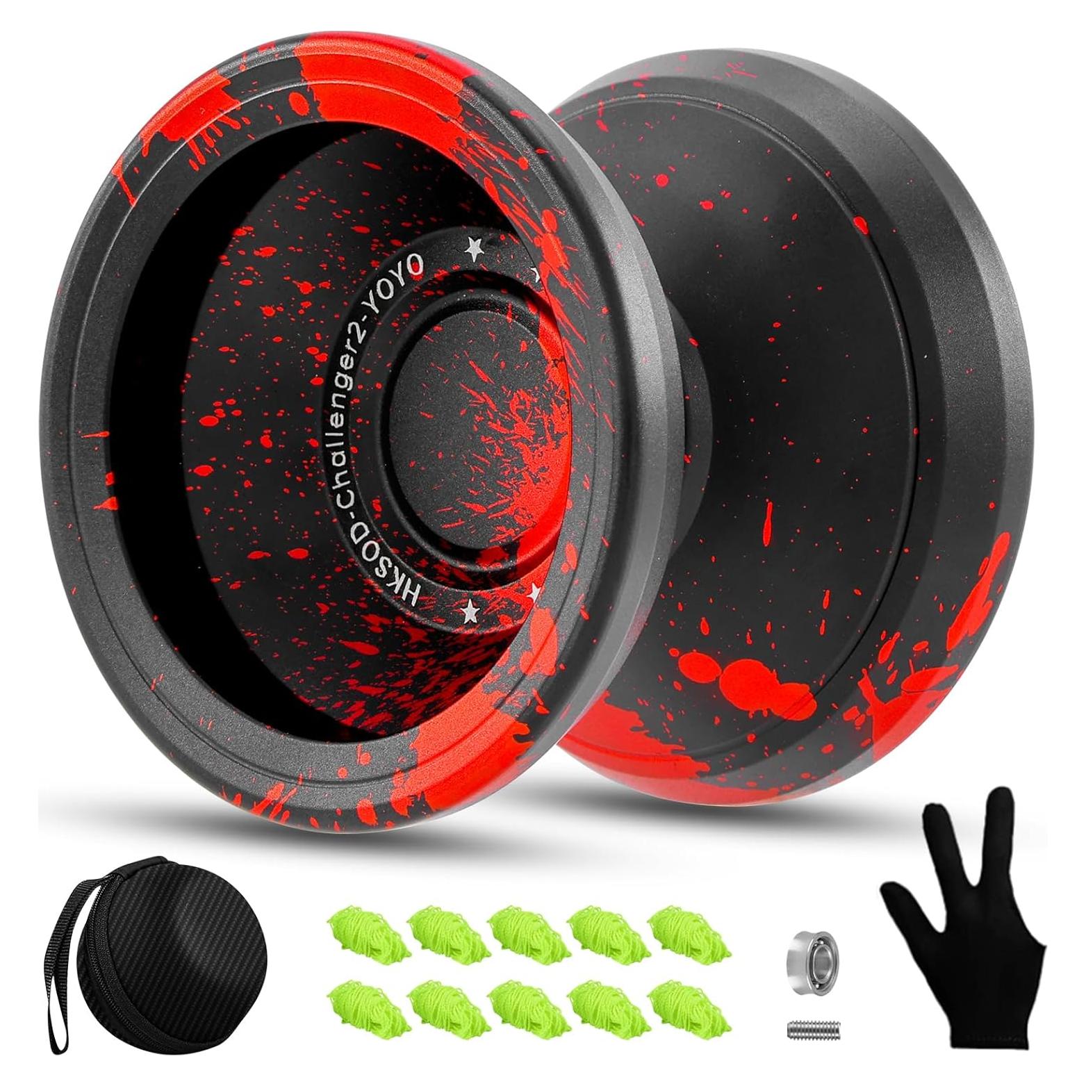 Yo-Yo Profesional HKSOD Metal Negro y Rojo para Niños y Adultos