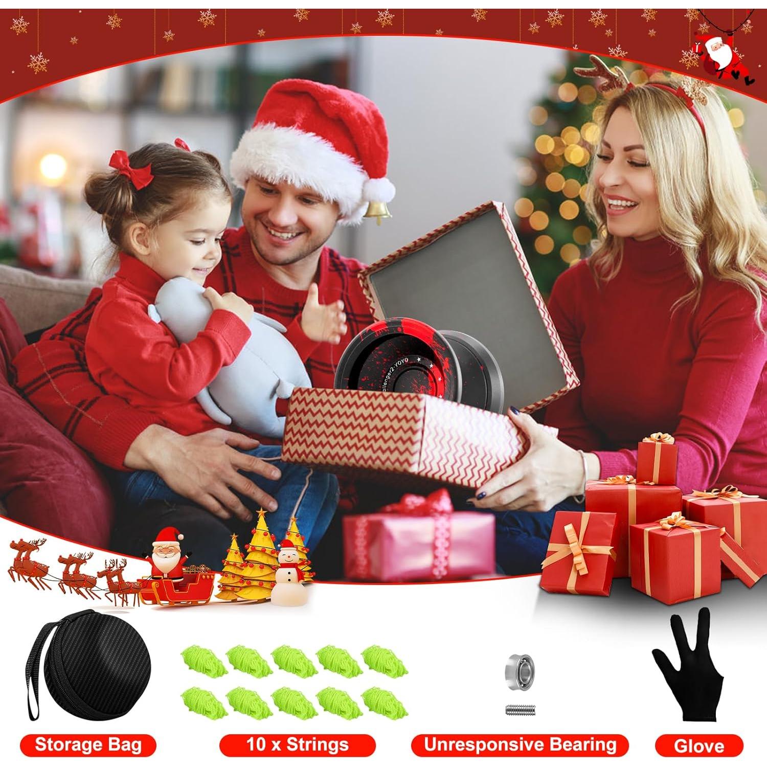 Yo-Yo Profesional HKSOD Metal Negro y Rojo para Niños y Adultos