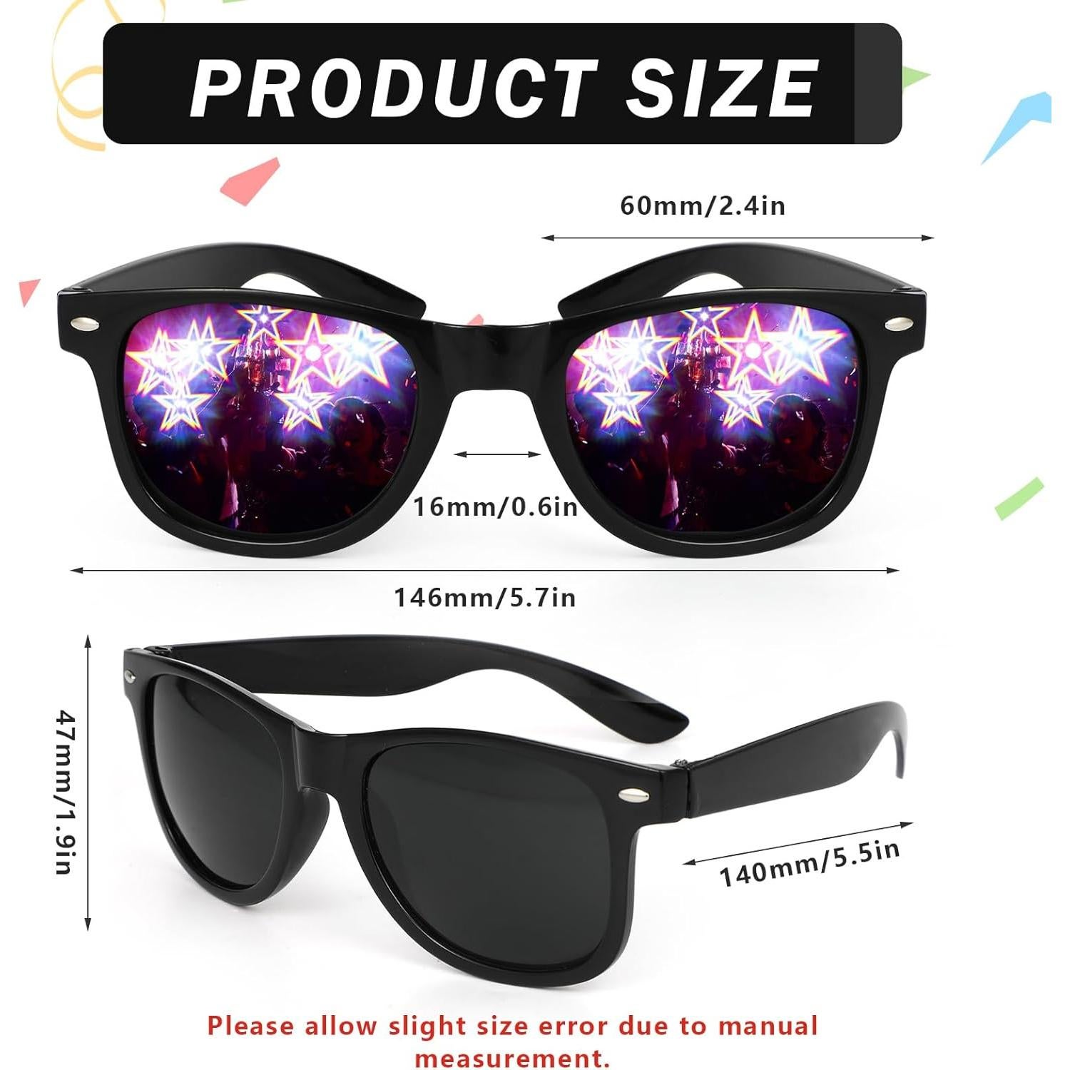 Gafas de Difracción 3 Pcs HIFOT Efecto Prisma Arcoíris 3D