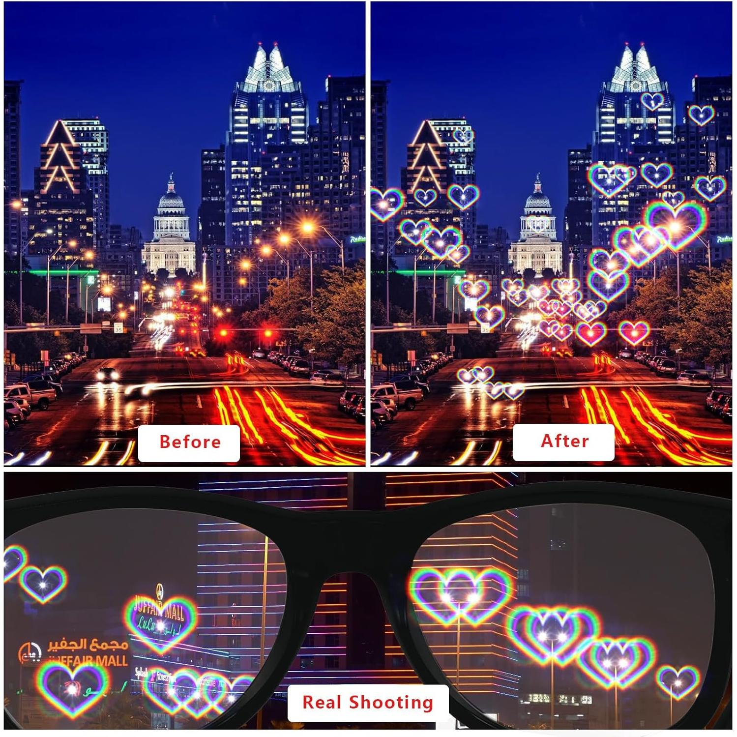 Gafas de Difracción 3 Pcs HIFOT Efecto Prisma Arcoíris 3D