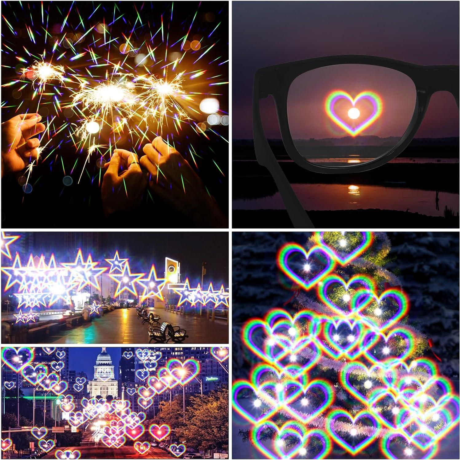 Gafas de Difracción 3 Pcs HIFOT Efecto Prisma Arcoíris 3D