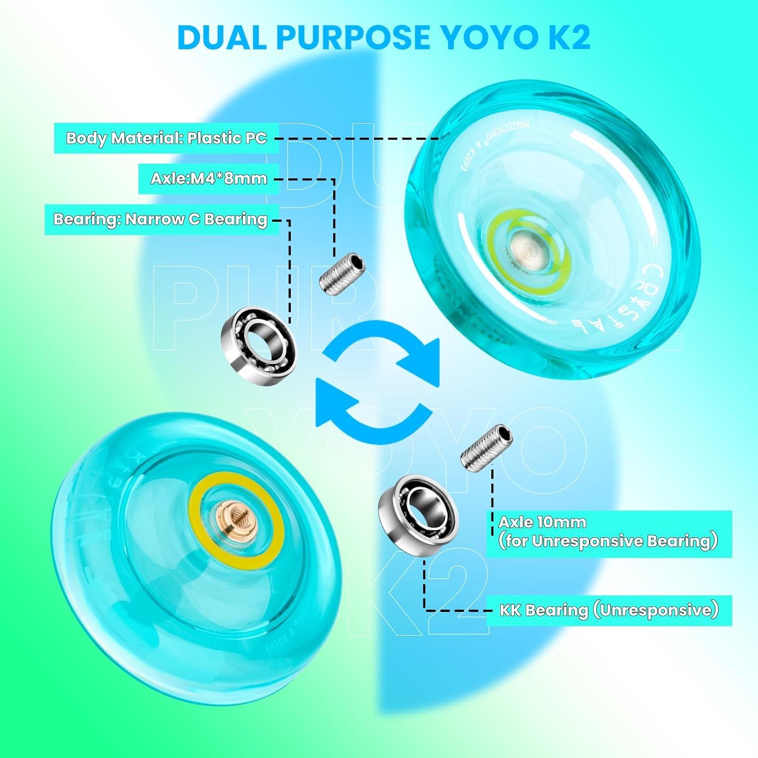 Yoyo MAGICYOYO K2 Cristal Verde Profesional para Trucos