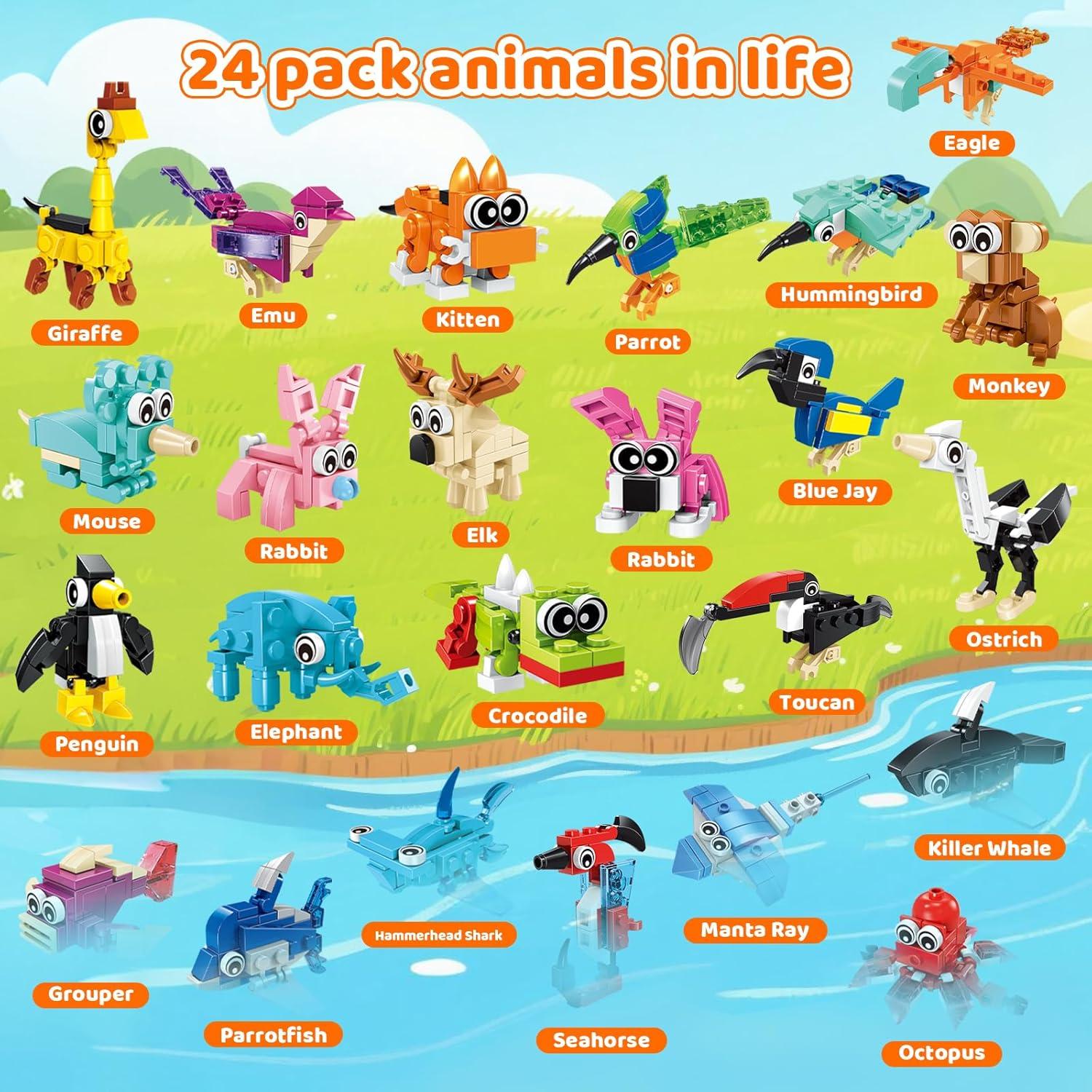 Paquete de 24 Mini Animales de Construcción BOPEGOLO - 408g