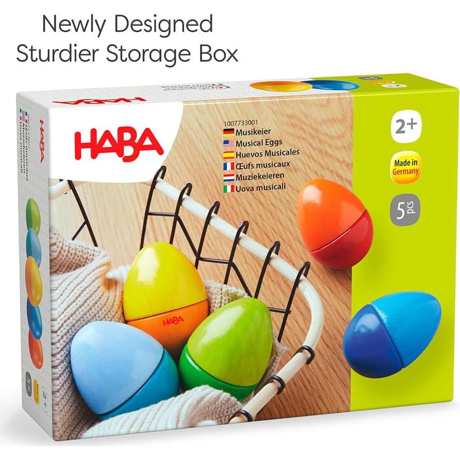 HABA Huevos Sonajeros de Madera - 5 Sonidos Acústicos para Niños