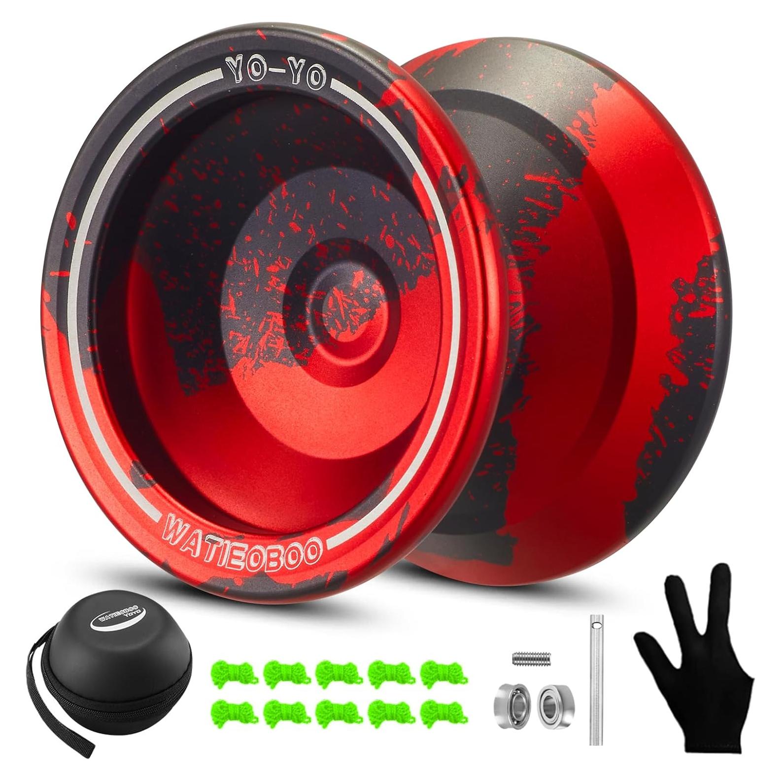 Yoyo Profesional WATIEOBO Metal para Niños y Adultos - Negro/Rojo