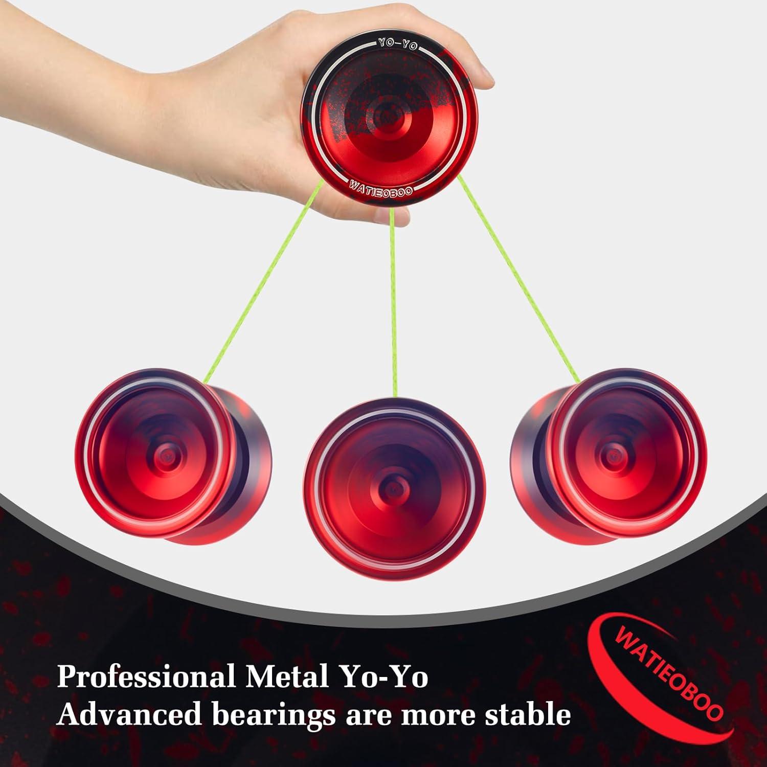 Yoyo Profesional WATIEOBO Metal para Niños y Adultos - Negro/Rojo
