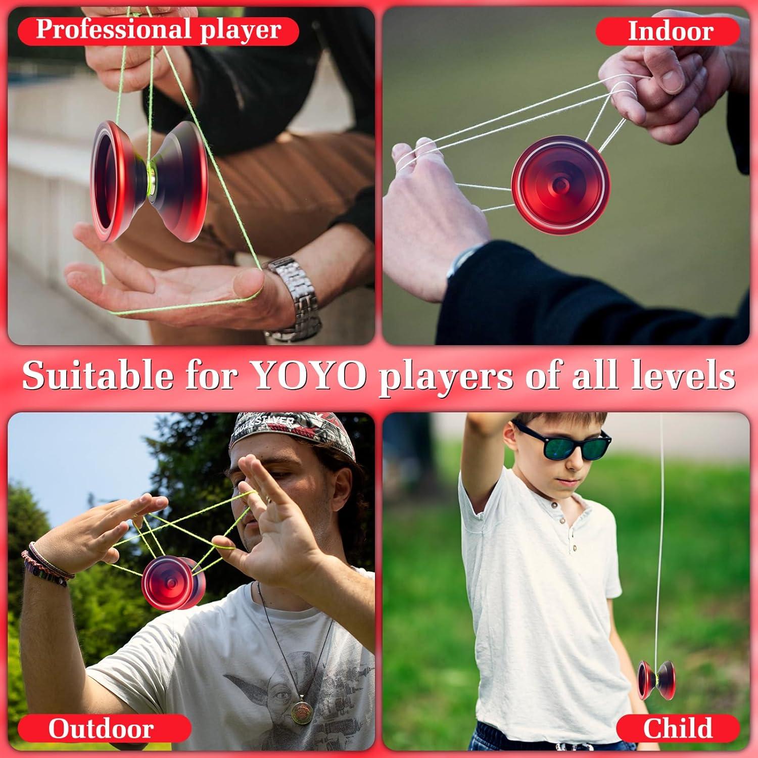 Yoyo Profesional WATIEOBO Metal para Niños y Adultos - Negro/Rojo
