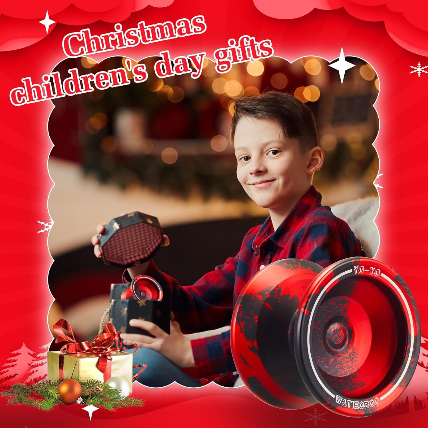 Yoyo Profesional WATIEOBO Metal para Niños y Adultos - Negro/Rojo