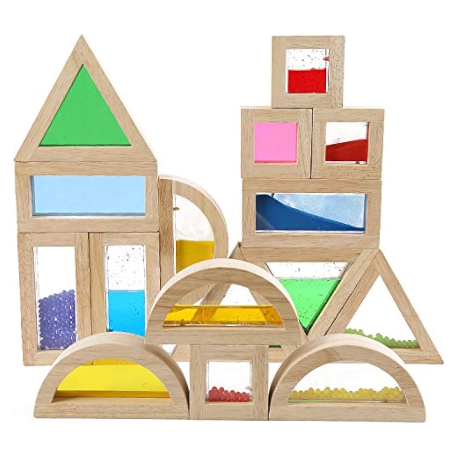 Set de Bloques de Madera Arcoíris 16 Pcs Kvintes Educativos