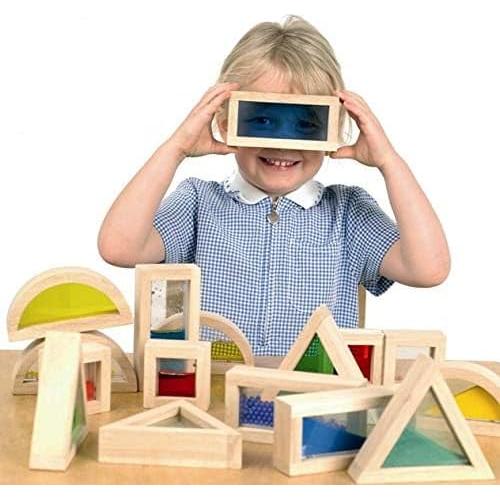 Set de Bloques de Madera Arcoíris 16 Pcs Kvintes Educativos