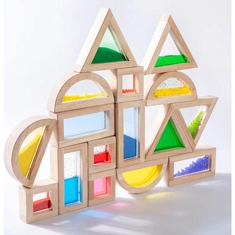 Set de Bloques de Madera Arcoíris 16 Pcs Kvintes Educativos