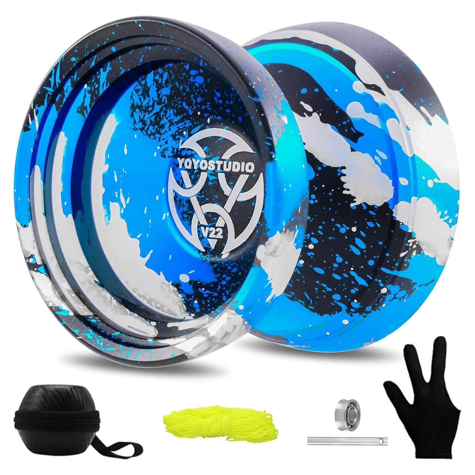 Yoyo Profesional YOYOSTUDIO V22 con Accesorios - Negro Azul Plata