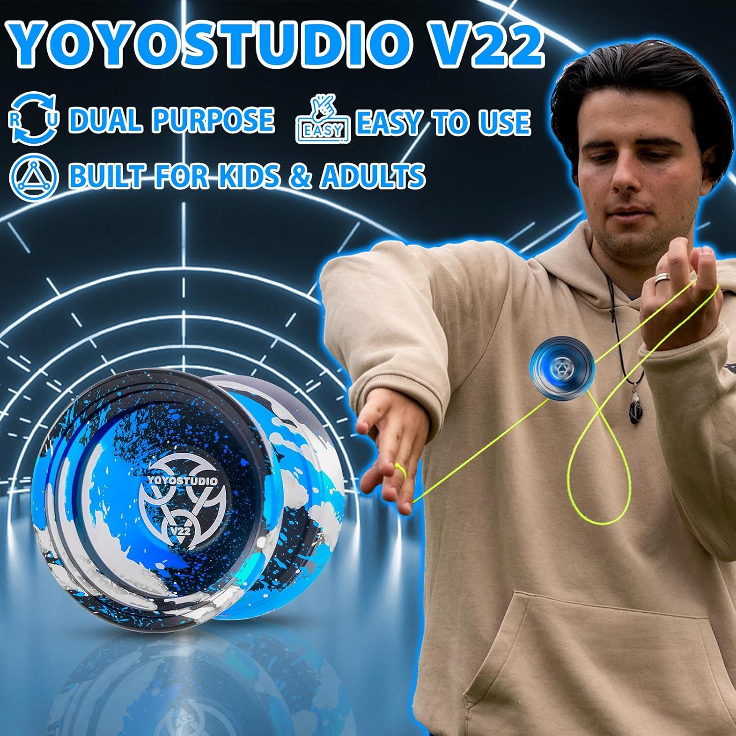 Yoyo Profesional YOYOSTUDIO V22 con Accesorios - Negro Azul Plata