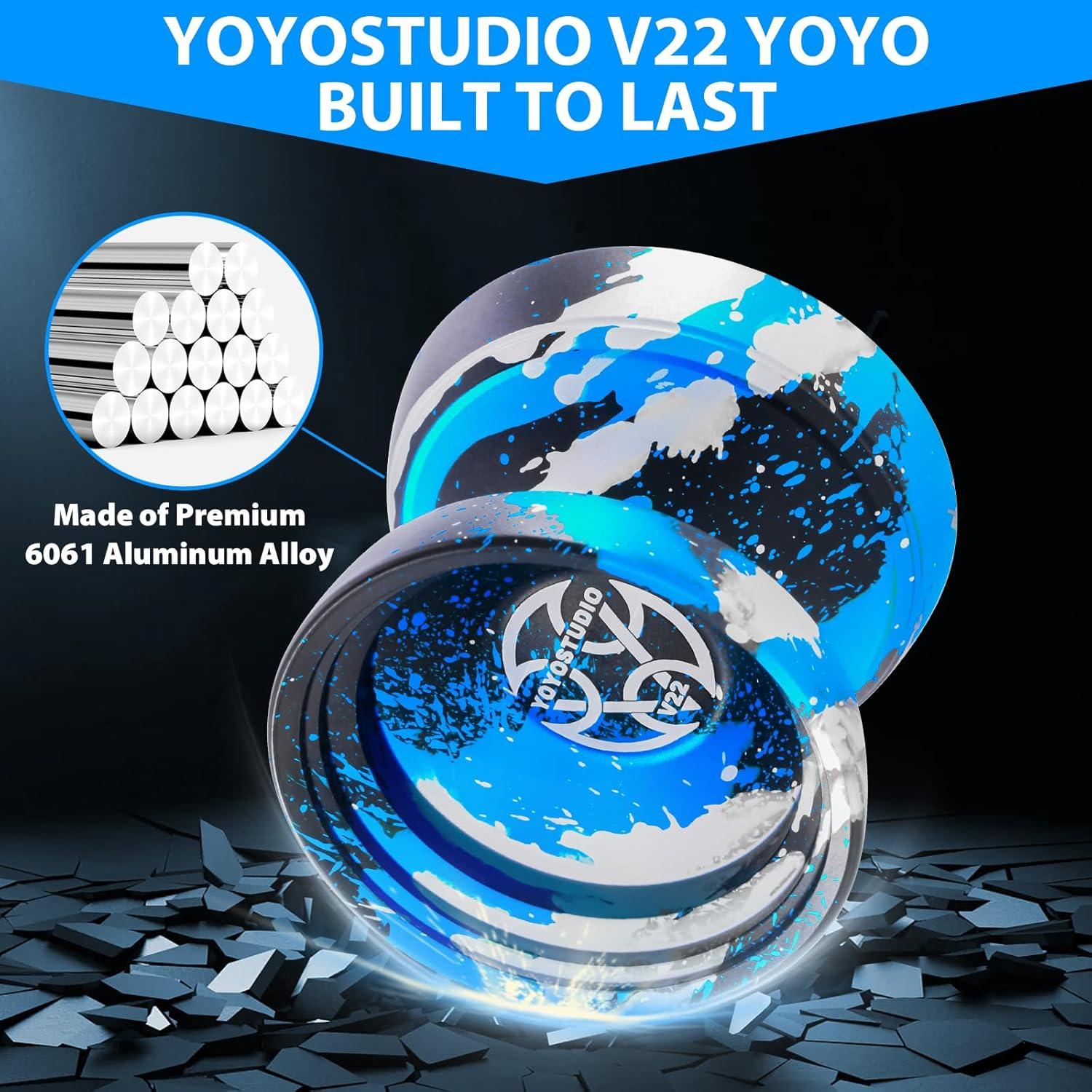 Yoyo Profesional YOYOSTUDIO V22 con Accesorios - Negro Azul Plata