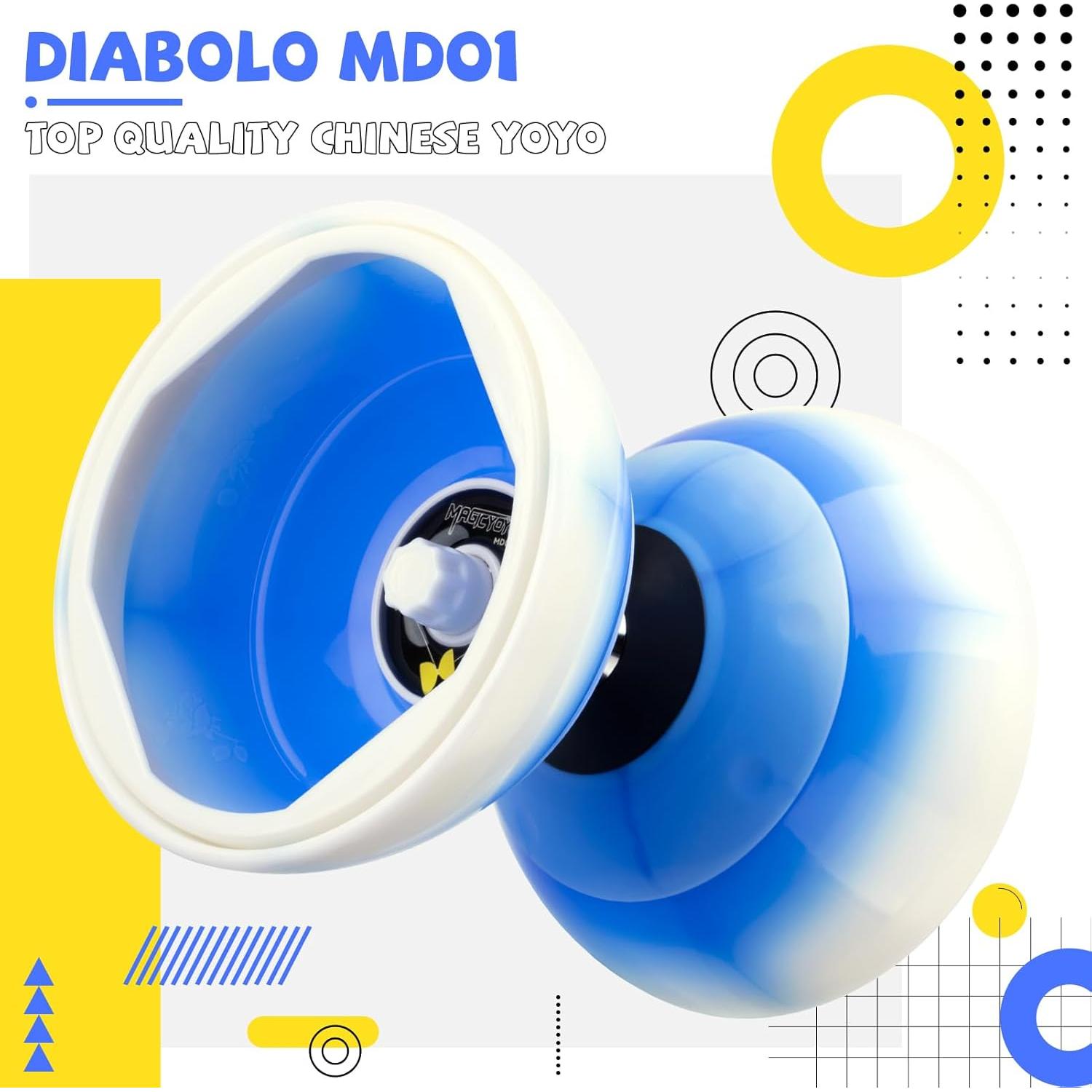 Yoyo Diábolo CHEE MONG MD01 Profesional 12,7 cm Azul Blanco