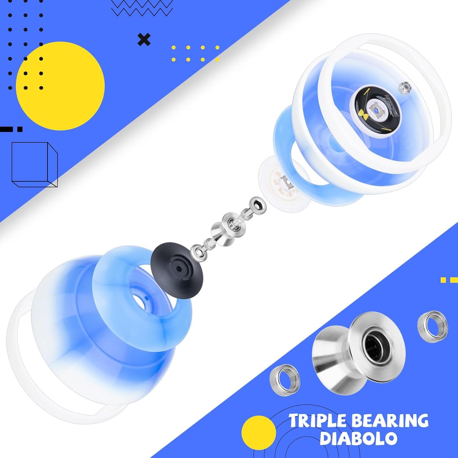 Yoyo Diábolo CHEE MONG MD01 Profesional 12,7 cm Azul Blanco