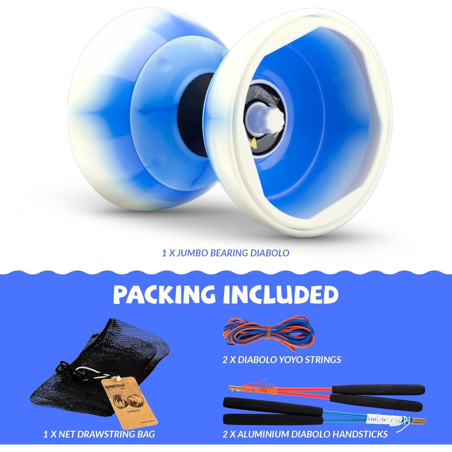 Yoyo Diábolo CHEE MONG MD01 Profesional 12,7 cm Azul Blanco