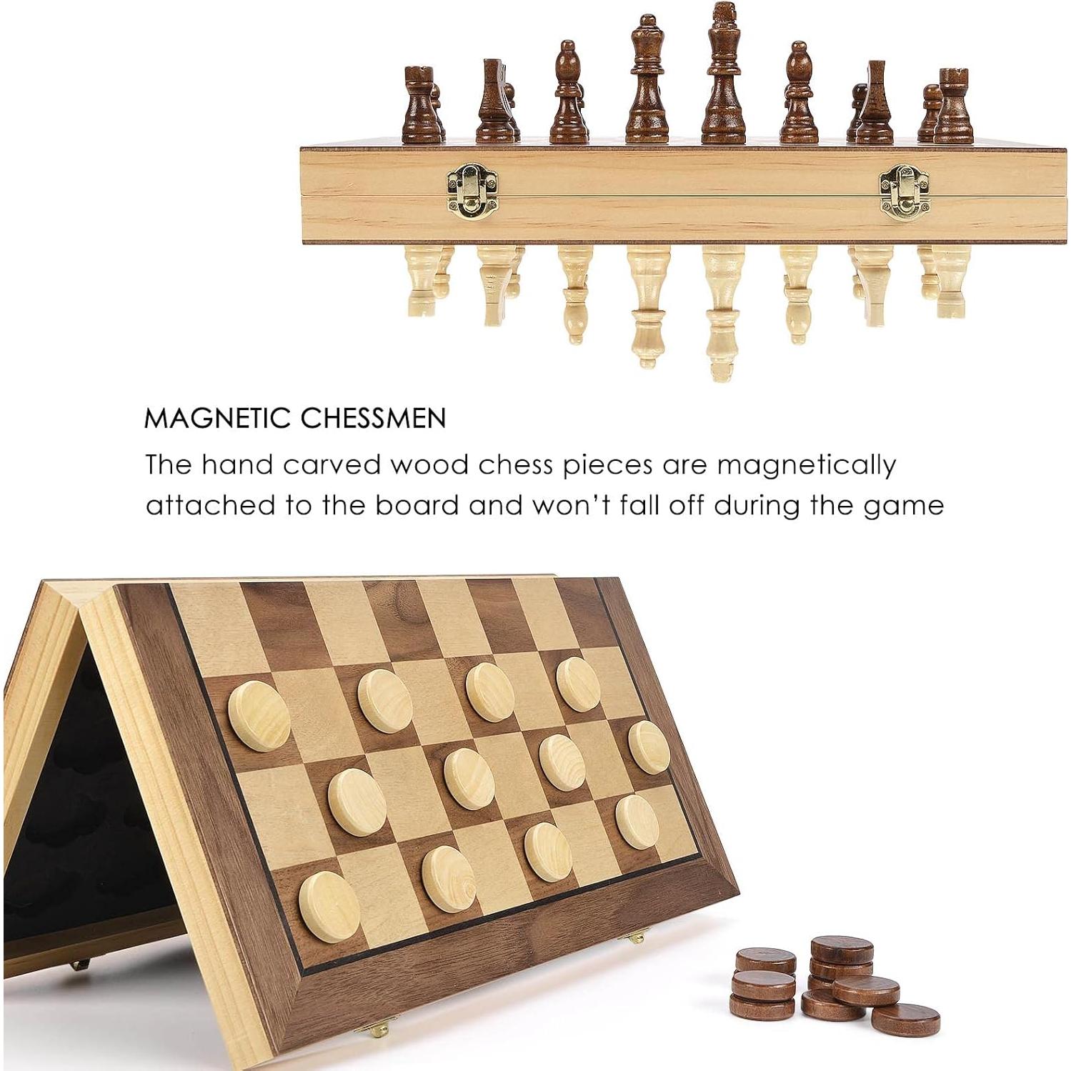 Juego de Ajedrez y Damas Magnético AMEROUS 15" 2 en 1