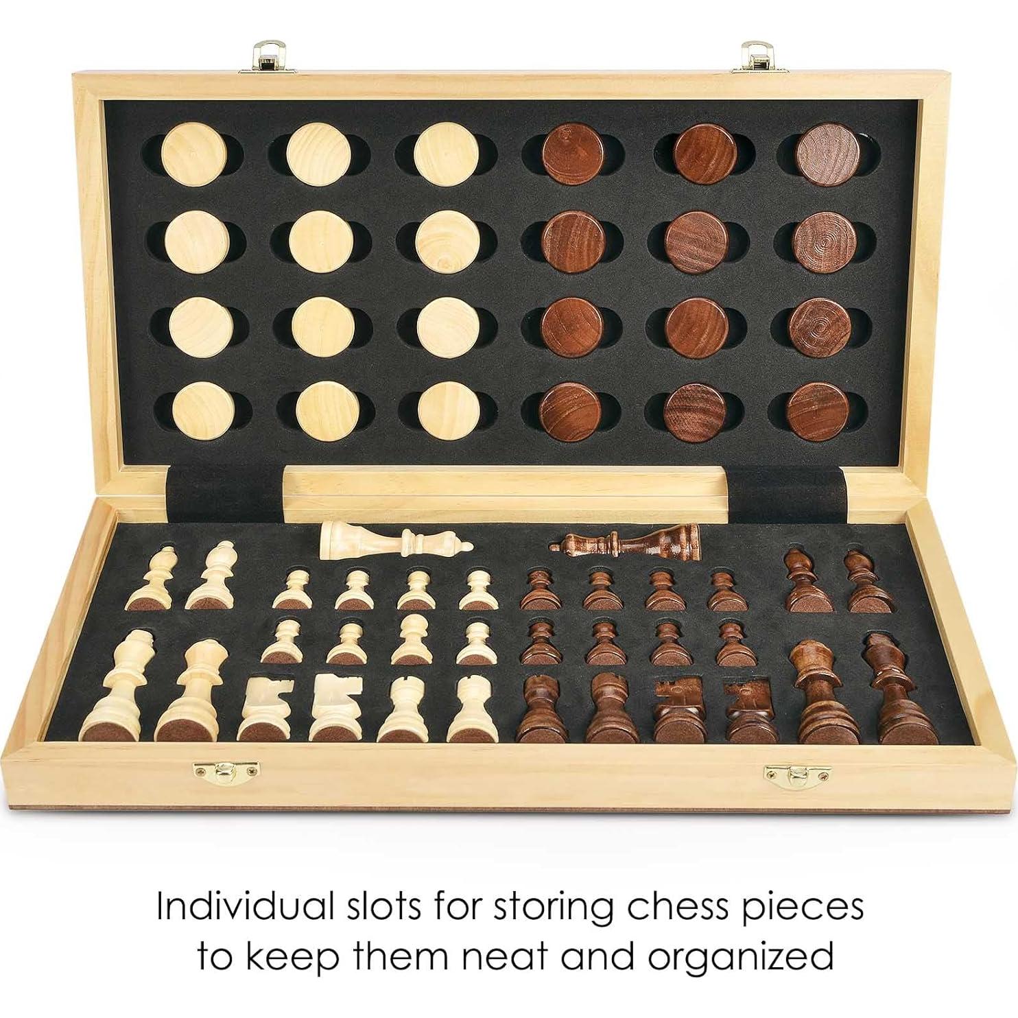 Juego de Ajedrez y Damas Magnético AMEROUS 15" 2 en 1