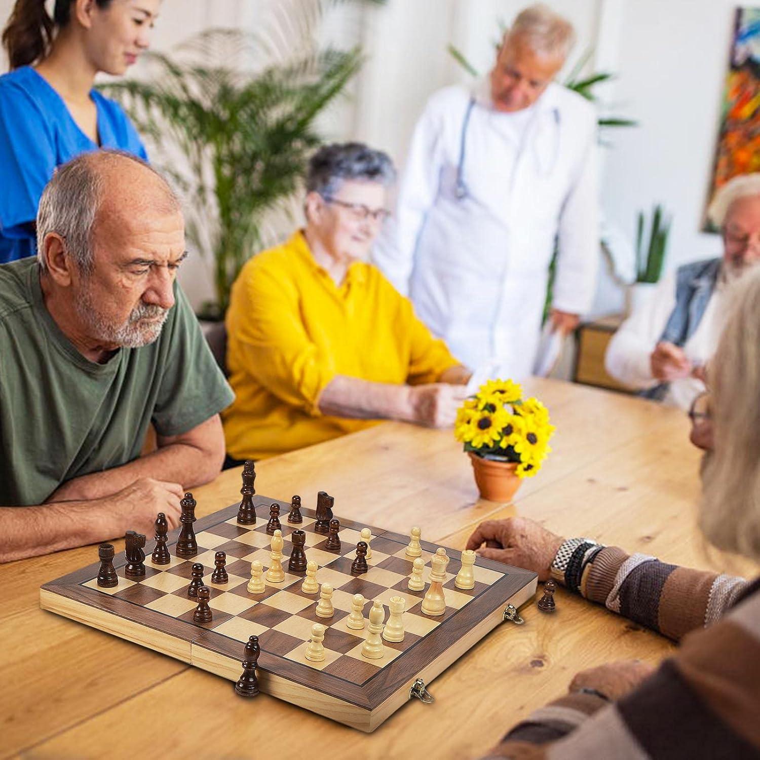 Juego de Ajedrez y Damas Magnético AMEROUS 15" 2 en 1