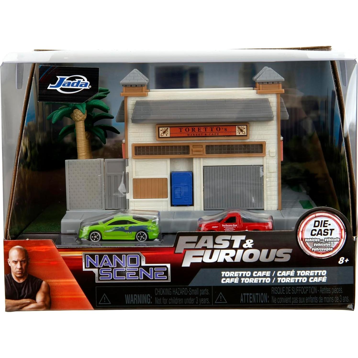 Mercado y Café de Toretto Jada Toys con 2 Coches Metal 20.32x17.78 cm