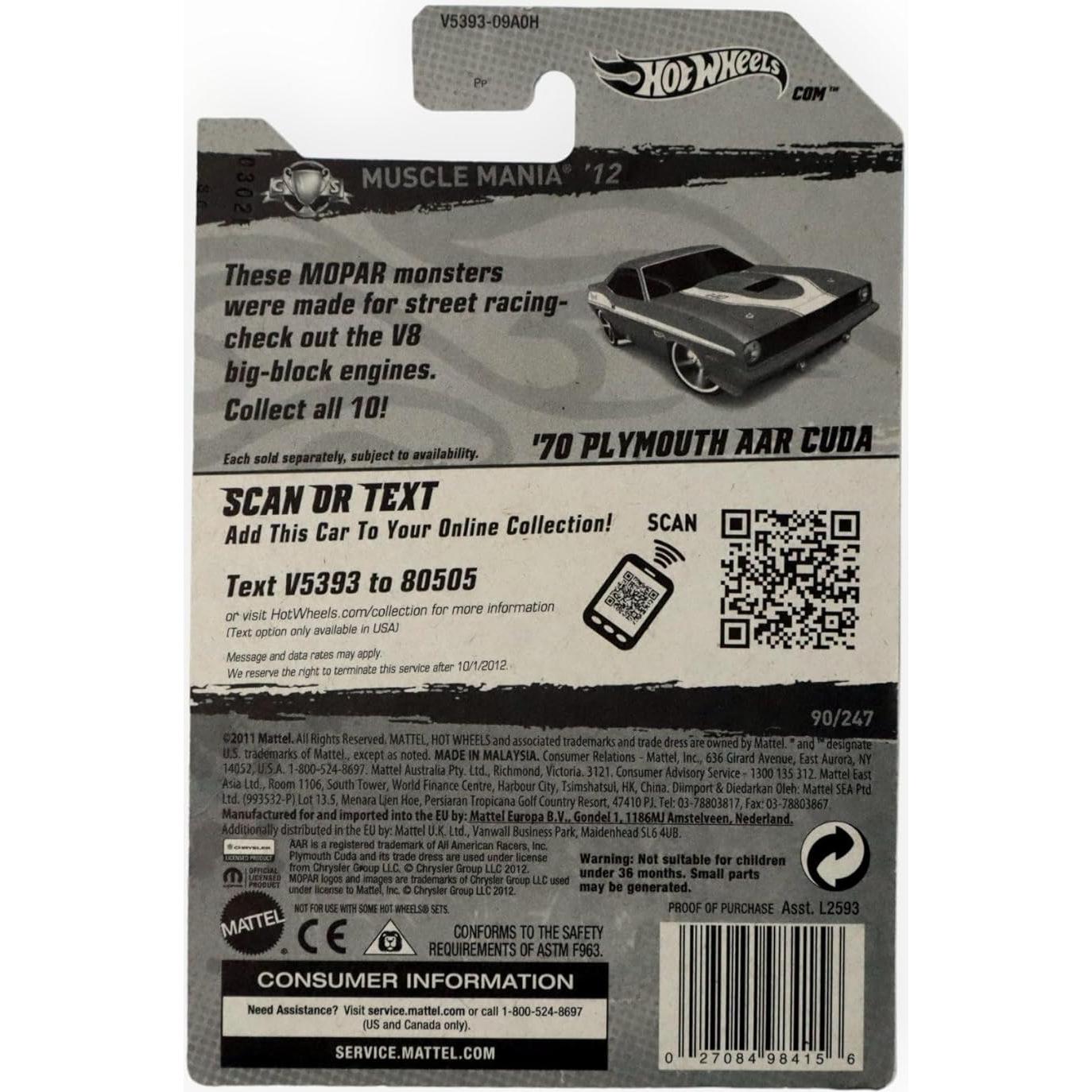 Hot Wheels Muscle Mania Mopar 70 Plymouth AAR Cuda 1:64