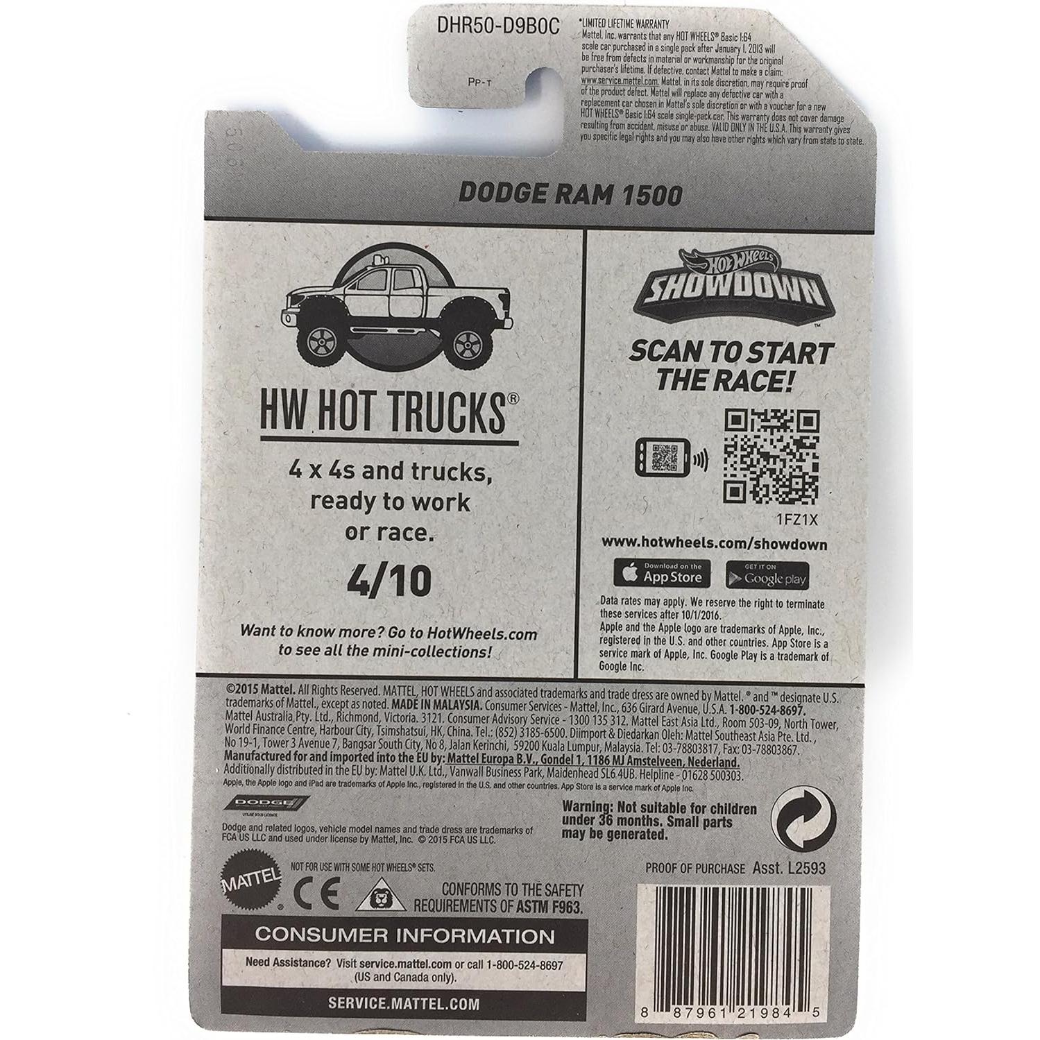 Camioneta Hot Wheels Dodge Ram 1500 Amarillo 2016