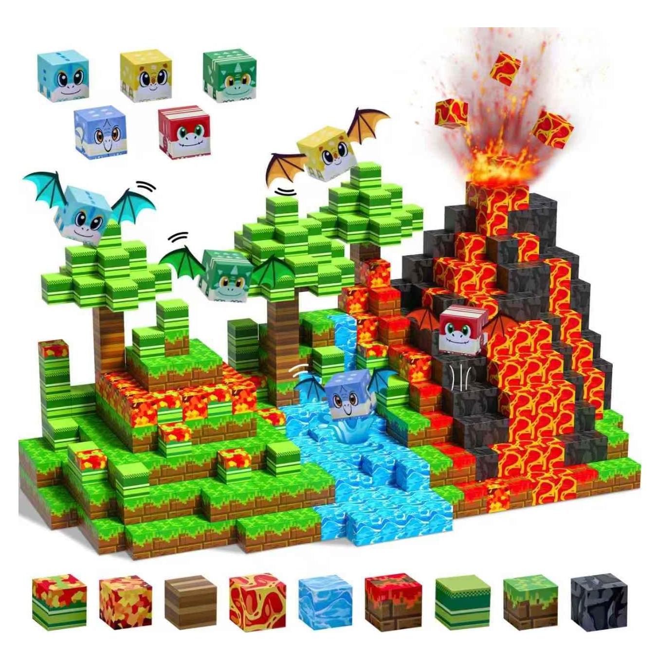 Bloques Magnéticos SKTMYY Dinosaurios y Volcanes 26.7x20.6cm