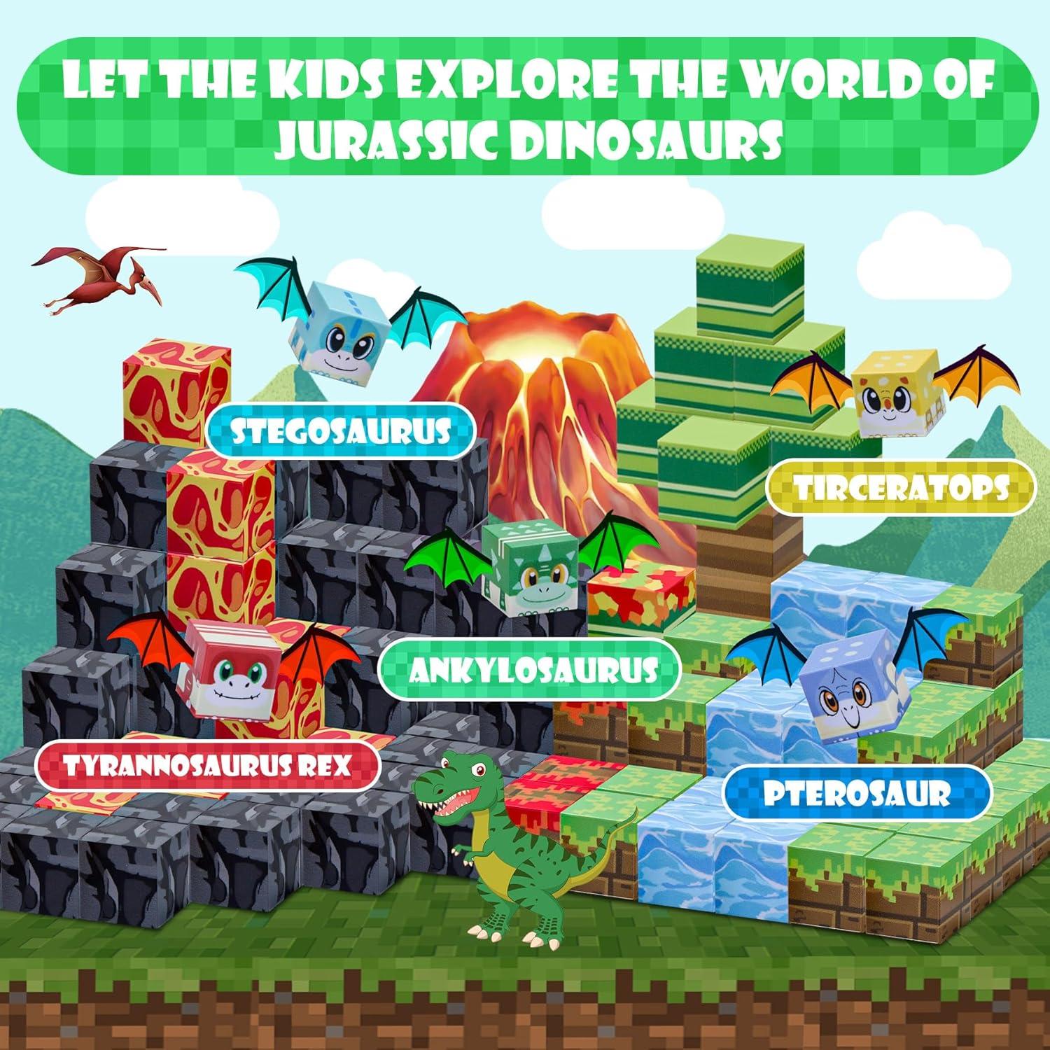 Bloques Magnéticos SKTMYY Dinosaurios y Volcanes 26.7x20.6cm